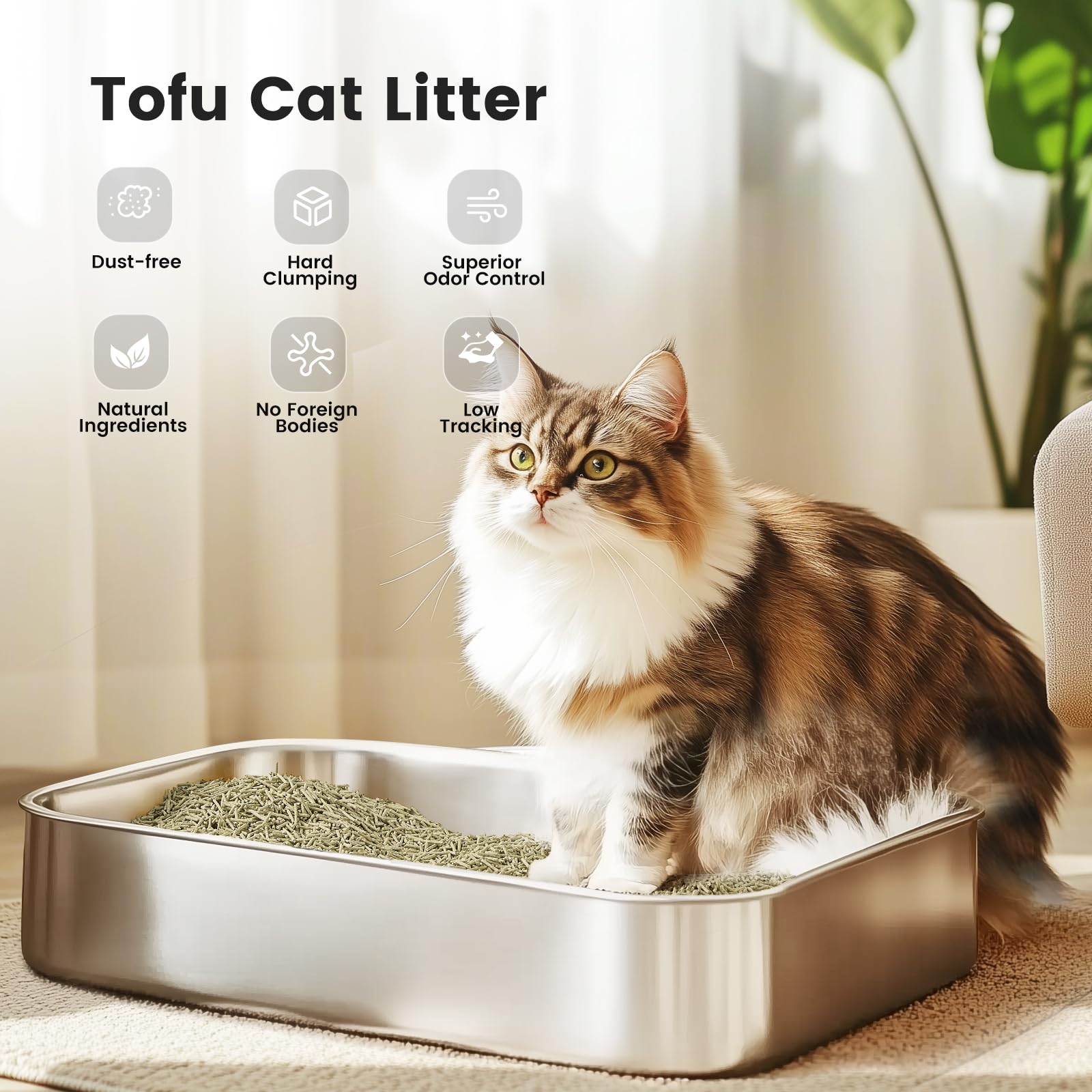Gardner Pet Natural Tofu Cat Litter, Cat Litter With Green Tea Extract - Dust-Free, Fast Clumping, Flushable, And Odor Control F
