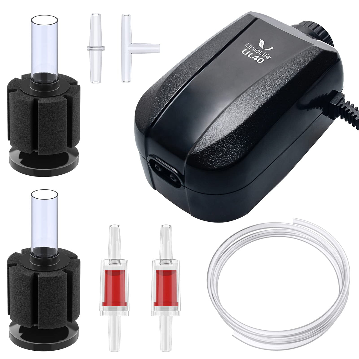 Uniclife Aquarium Air Pump Adjustable 4 Lpm 2 Outlets Oxygen Pump With Accessories 100 Gallon Fish Tank