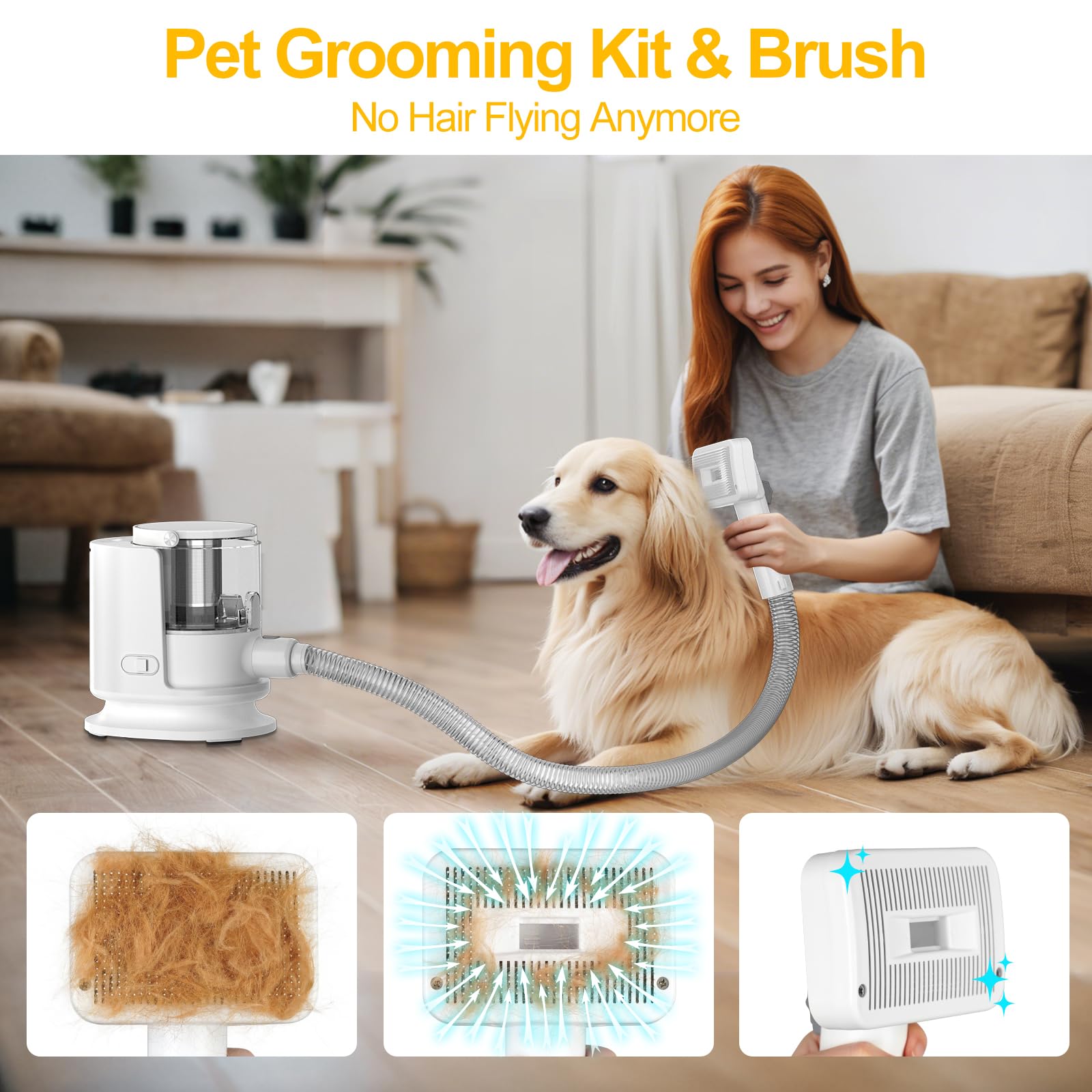 Dog Grooming Vacuum, Dog Grooming Kit, Pet Grooming Vacuum, 12000P Dog Vacuum For Shedding Grooming, 1.5L Dust Cup Dog Brush Vac