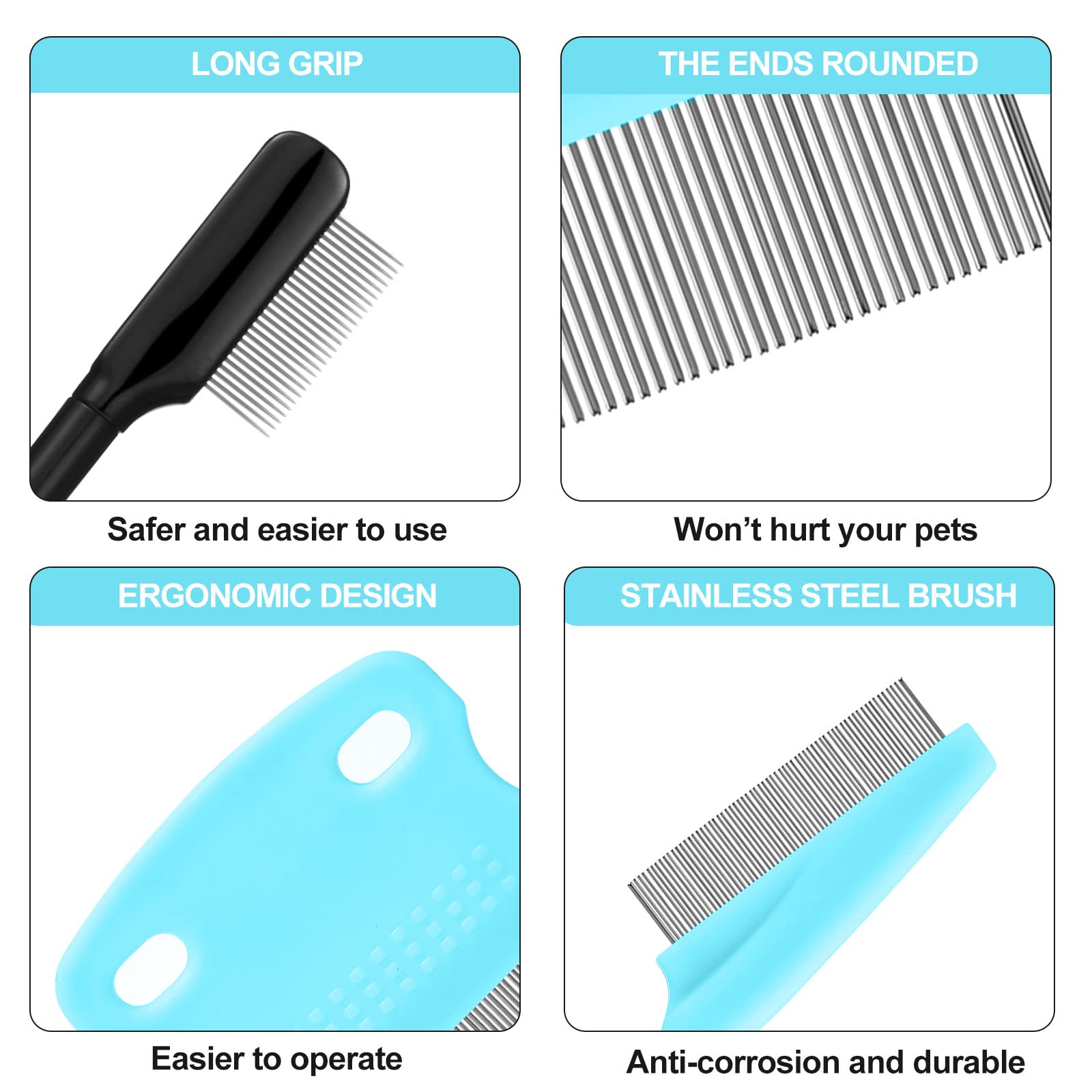 5 Pieces Dog Eye Combs Tear Stain Remover Combs Pet Grooming Comb For Small Dogs Gently Removing Eye Mucus And Crust (Light Blue