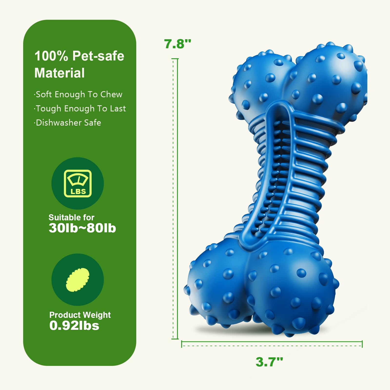 Doudele Dog Toys For Aggressive Chewers, Dog Toys For Medium Large Dogs, Natural Rubber Bone Dog Chew Toys With Beef Flavor, Ind