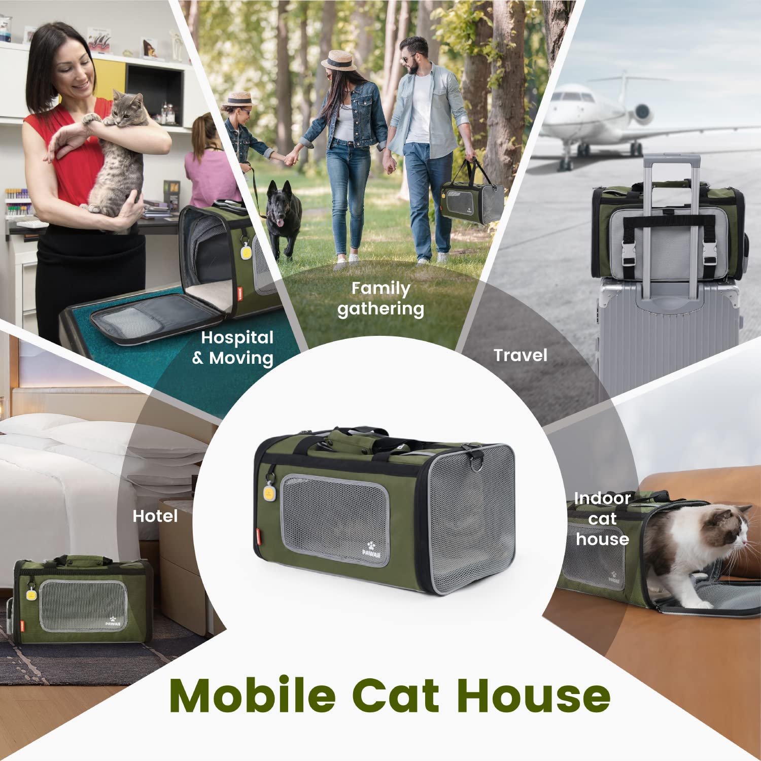 Pawaii Pet Carrier, Tsa Airline Approved Cat Carrier, Soft Sided Collapsible Pet Travel Carrier, Foldable, Protable, Travel Friendly, Comfortable, Convenient Pet Travel Carrier