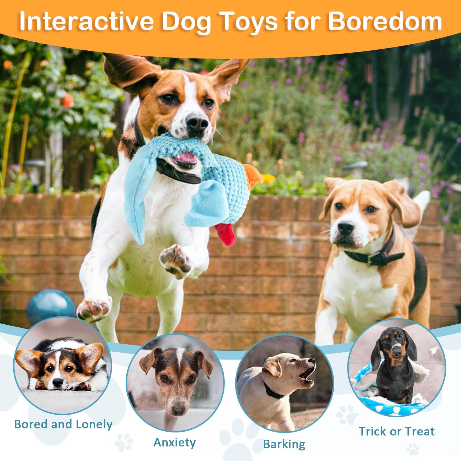 Fuufome Squeaky Dog Toys For Medium And Small Dogs-Interactive Tug Of War Toy For Puppy Teething,Great Plush Dog Toy For Dogs To Keep Them Busy