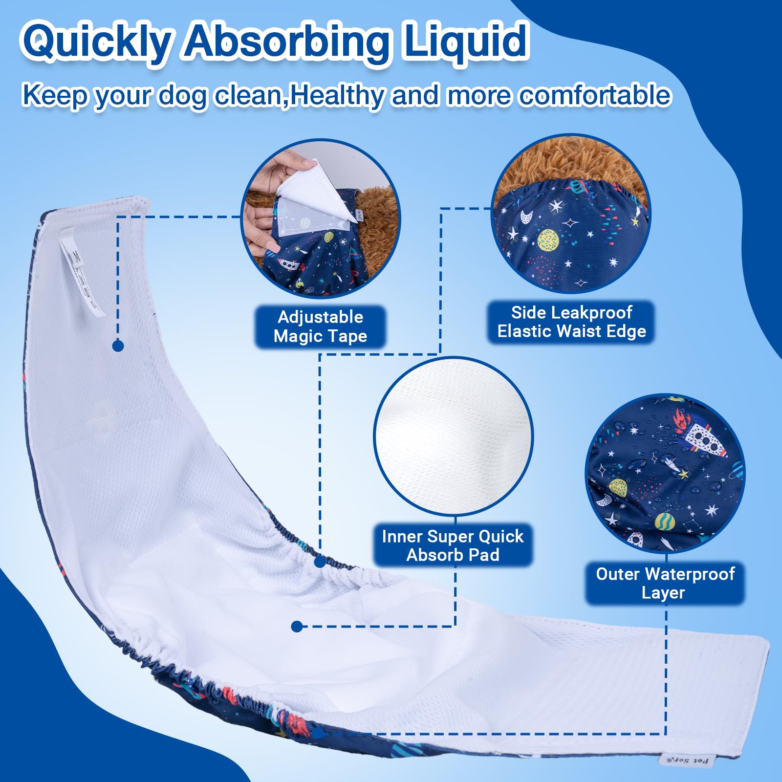 Pet Soft Dog Belly Band - 3 Packs Reusable Dog Diapers Male|Male Dog Diapers Belly Wraps - Washable Dog Belly Bands for Male Dog