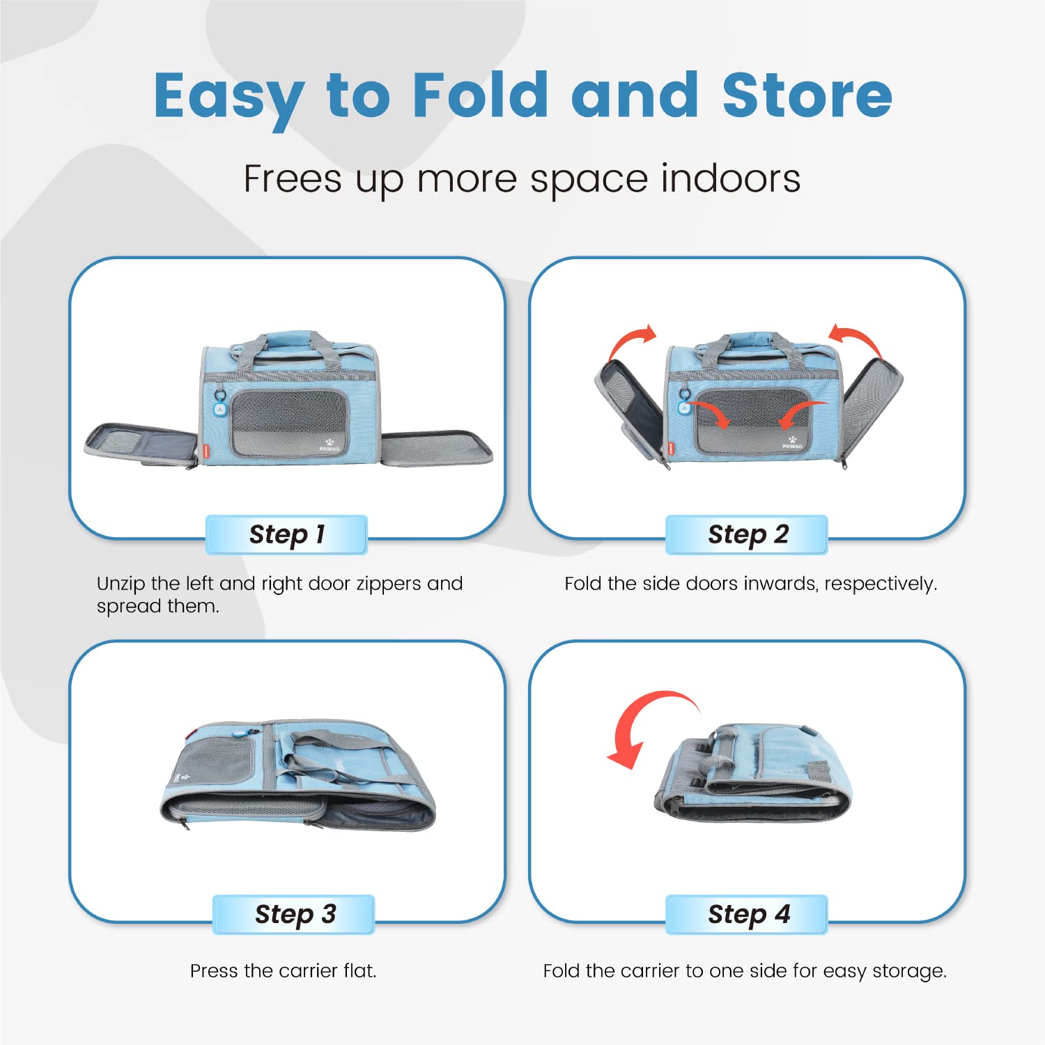 Pawaii Airline Approved Cat Carrier, Cat Carrier With Id Tag, Collapsible Pet Travel Carrier, Foldable, Protable, Travel Friendly, Comfortable, Convenient Pet Travel Carrier