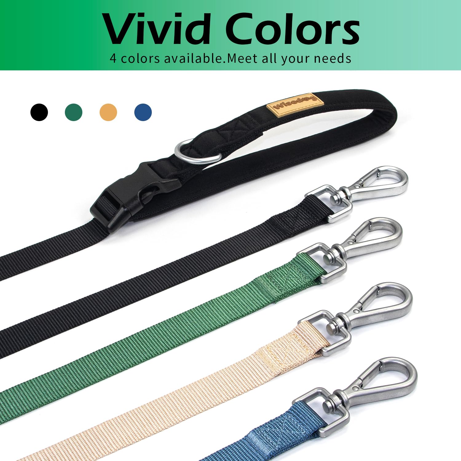 Wisedog Hands Free Dog Leash Crossbody, Multifunctional Adjustable Lengths, Long Leash With Heavy Duty Buckle For Medium And Lar