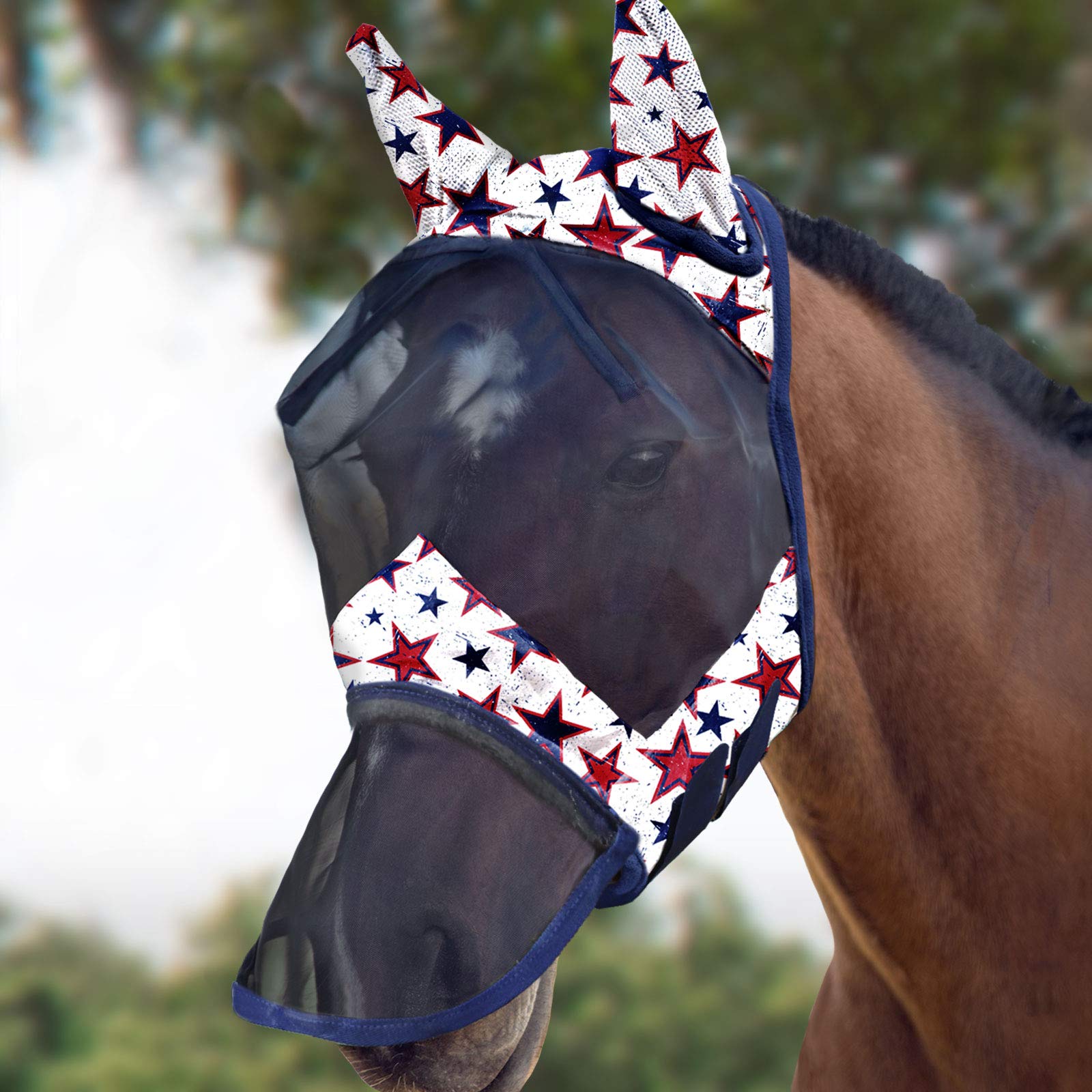 Harrison Howard LumiVista Horse Fly Mask Long Nose with Ears UV Protection for Horse Dream Star M Cob
