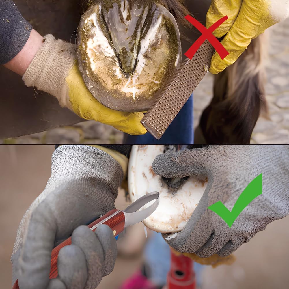 Leopacat Goat Hoof Trimmers, Hoof Knife for Horses, Hoof Trimmers for Goats and Sheep with Wooden Handle Horse Farrier Tool Non