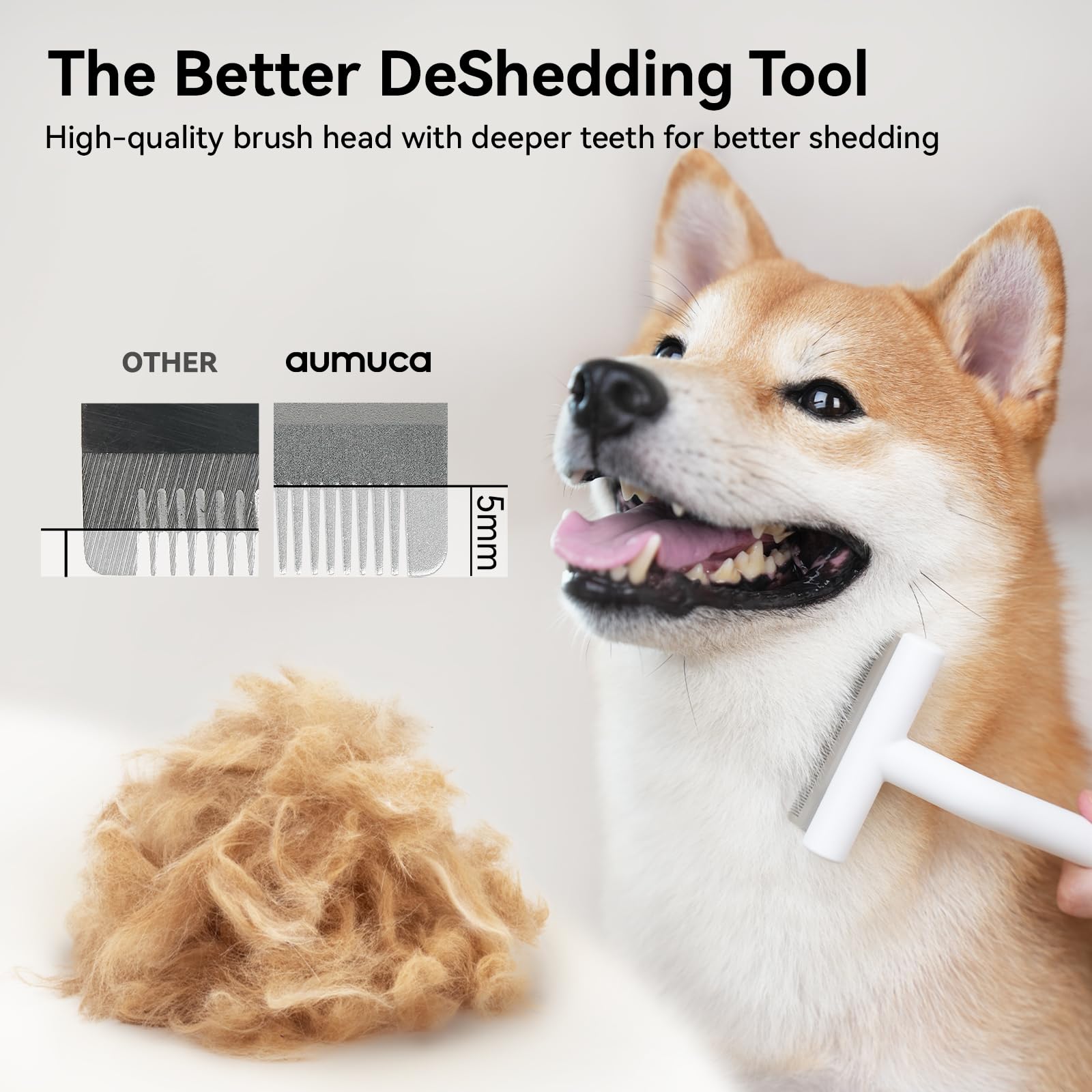 Aumuca Pet Deshedding Tools For Short Haired Cats & Dogs, Dematting Deshedding Brush Cats Shedding Tool, Dog Undercoat Brush, Ge