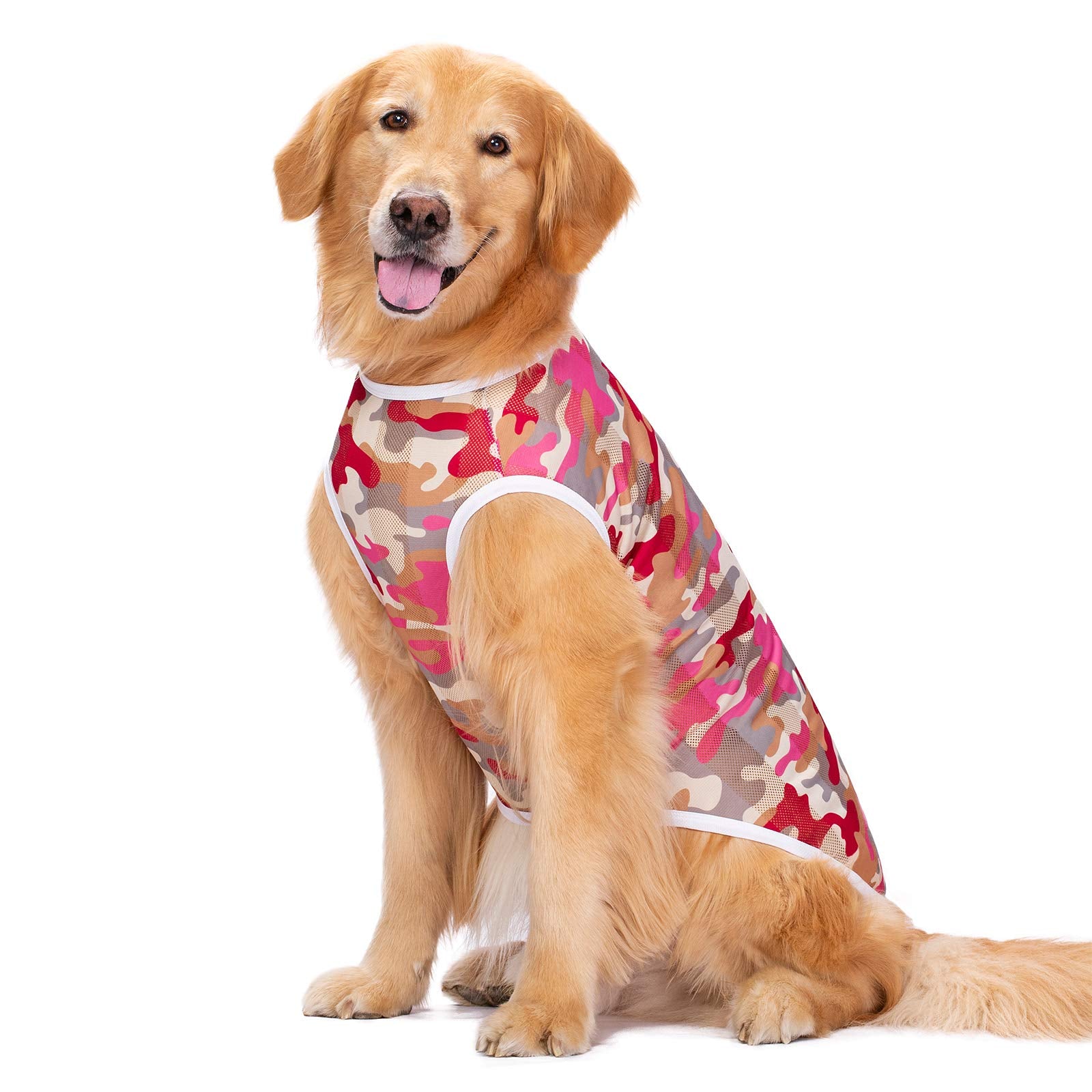 Pet Clothes, Large Dog Shirt Camouflage T Shirt Breathable Dog Sunscreen Clothes Outfits Vest Apparel For Medium Large Dogs (30/