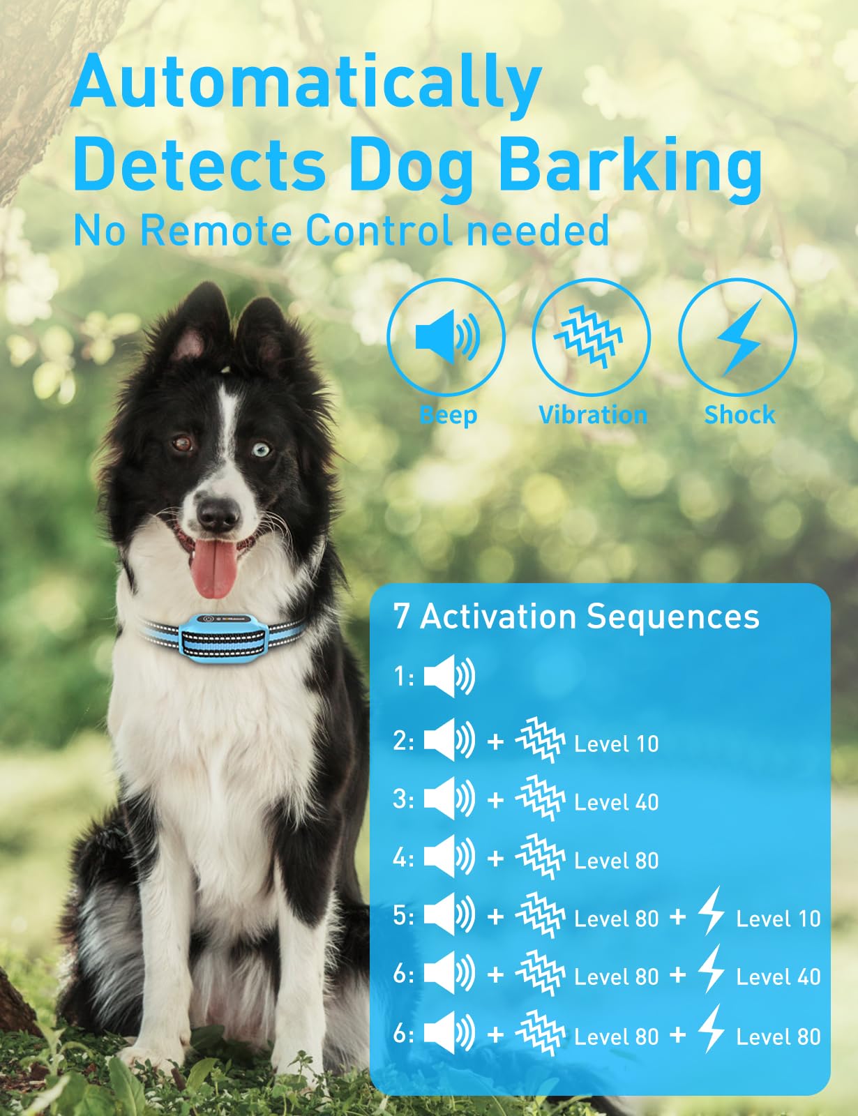 Doglinsen Bark Collar With Remote, Automatic Bark And Training Collar Combo, Bark Collar For Small Medium Large Dogs, Vibration,