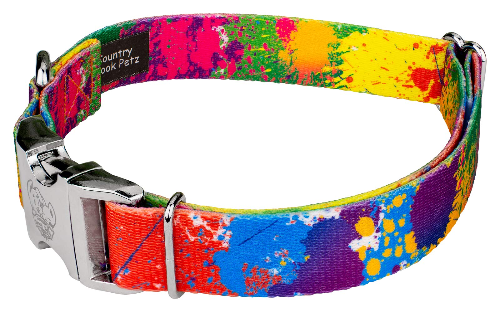 Country Brook Petz - Paint Splatter Premium Dog Collar And Leash Set - Groovy Collection Featuring Far Out Designs (1 Inch, Larg