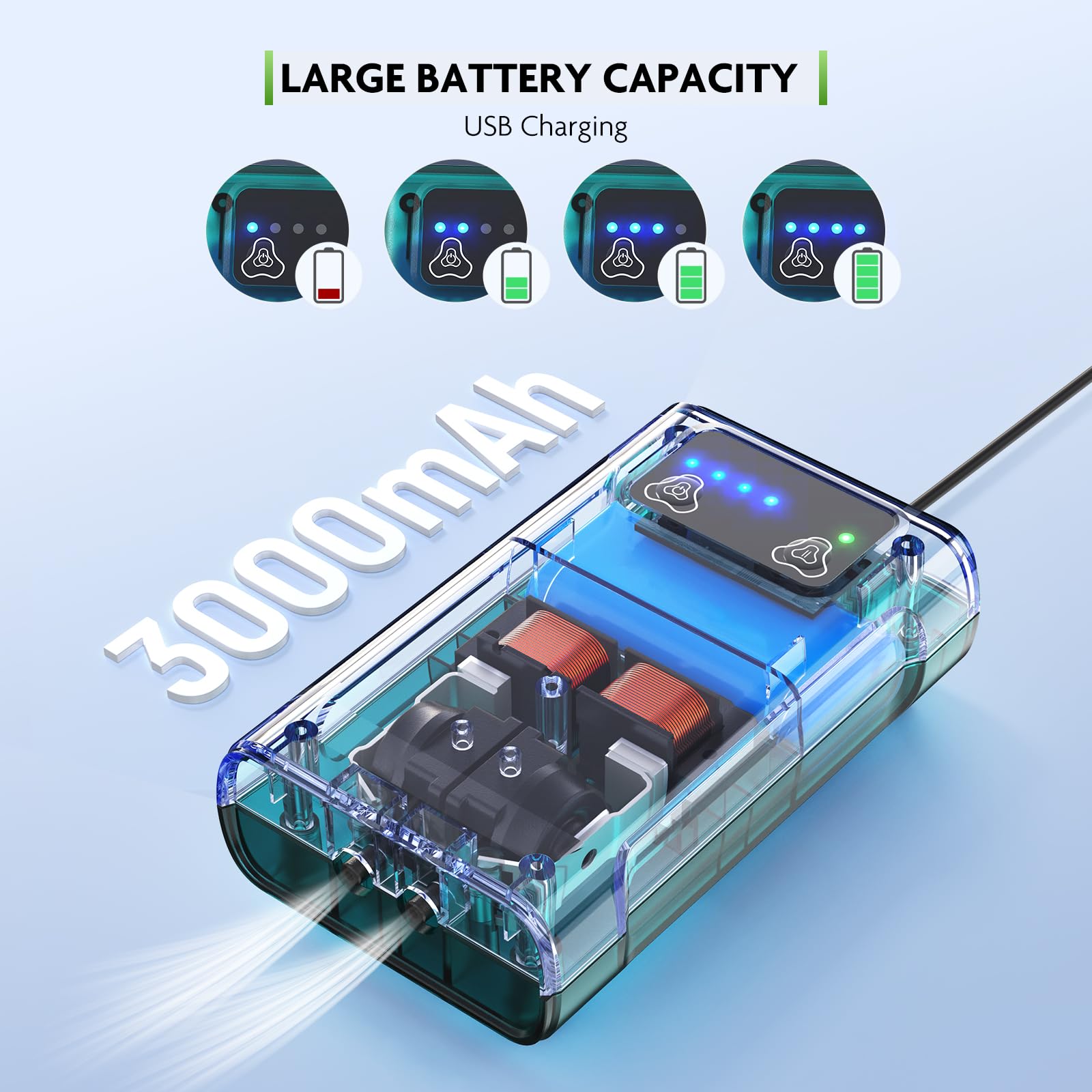 PAIZOO Aquarium Air Pump, Fish Tank Aerator Dual Outlets Battery Powered, Quiet Rechargeable Oxygen Pump with Accessories for 5-