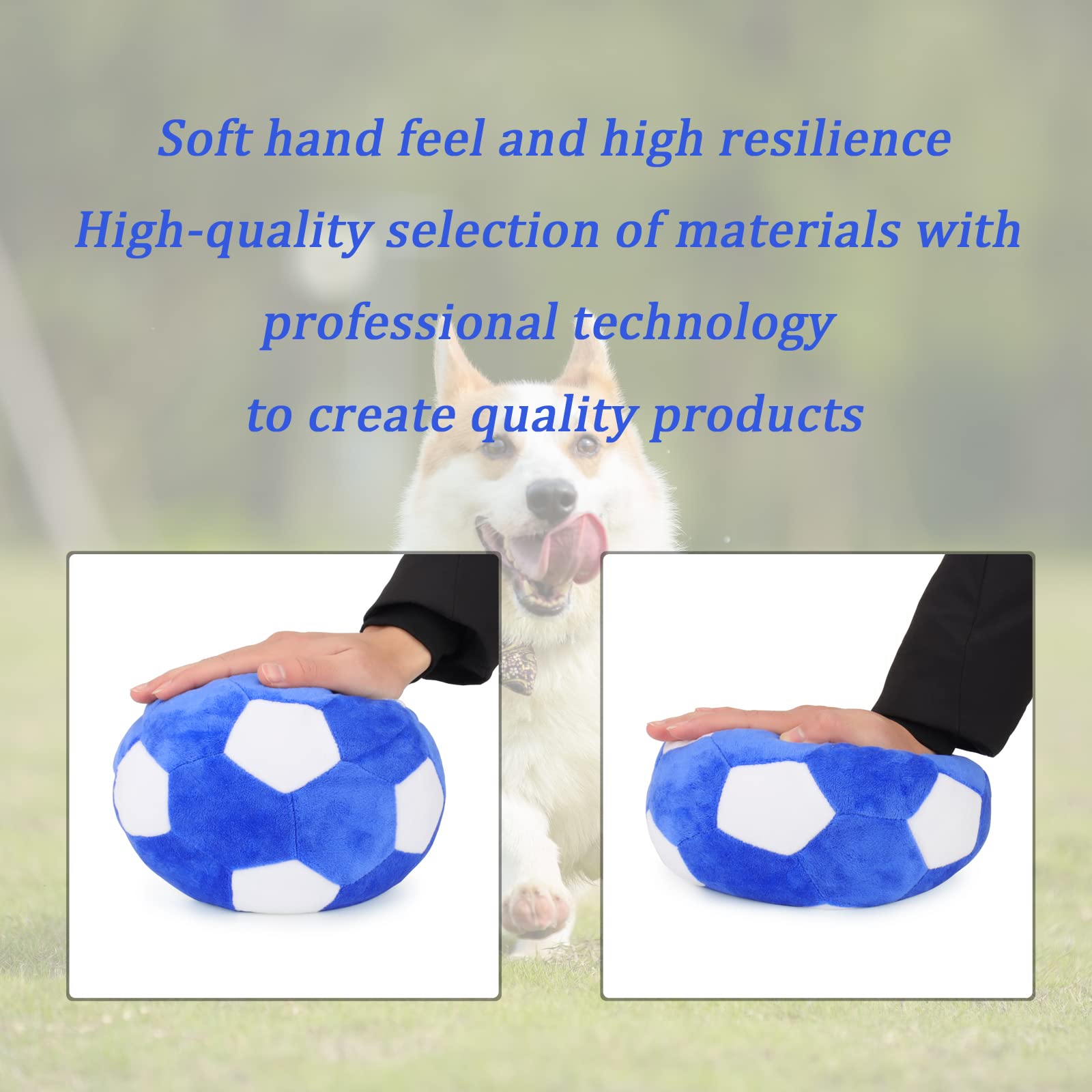 Piang Gouer Interactive Dog Toys Soccer Ball,Plush Squeaky Dog Toys Ball,Dog Puzzle Toys Football Indoor Outdoor Jolly Ball For