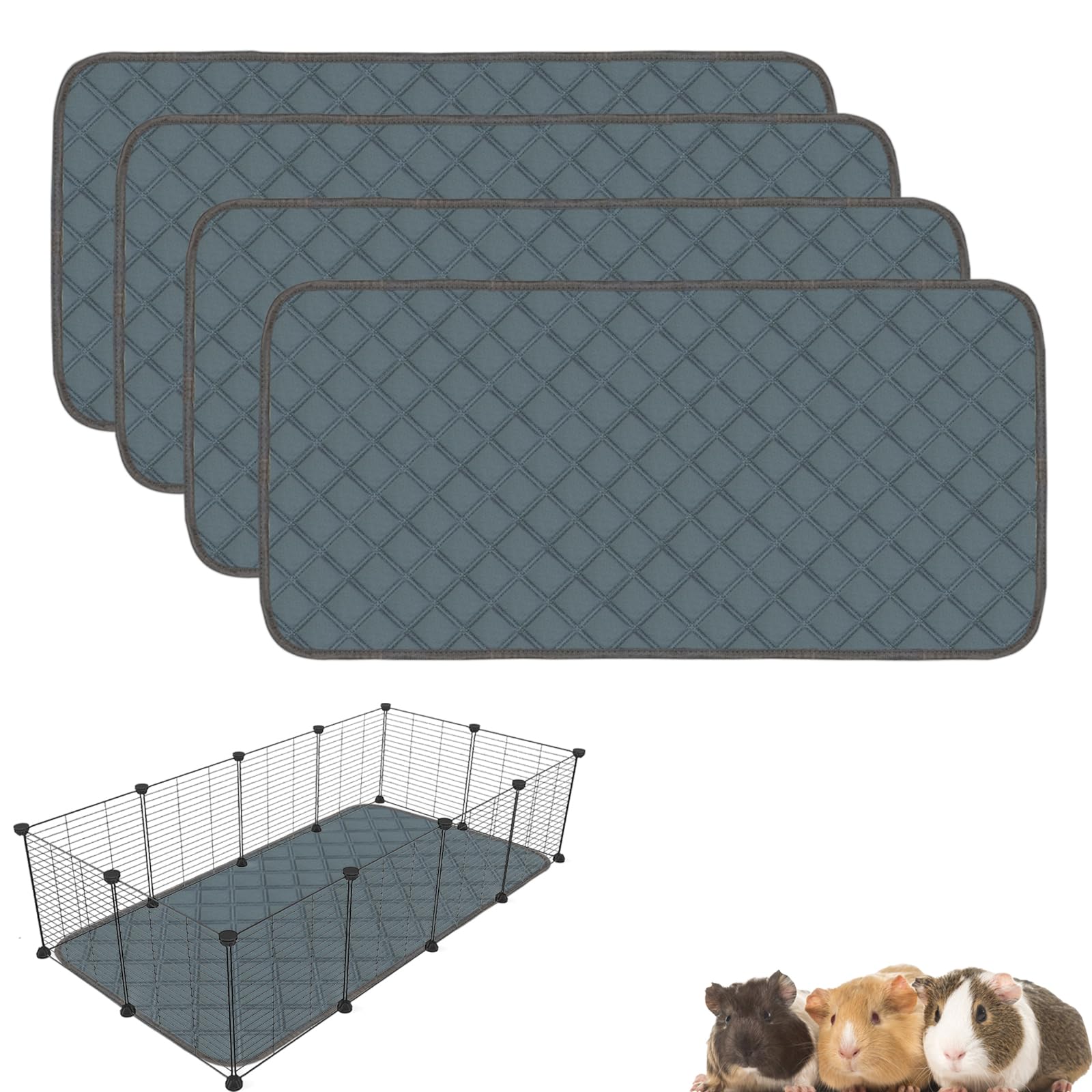 Mooydee 4 Pack Guinea Pig Cage Liners Washable Guinea Pig Bedding Super Absorbent | Waterproof | Non Slip| Reusable Guinea Pig P