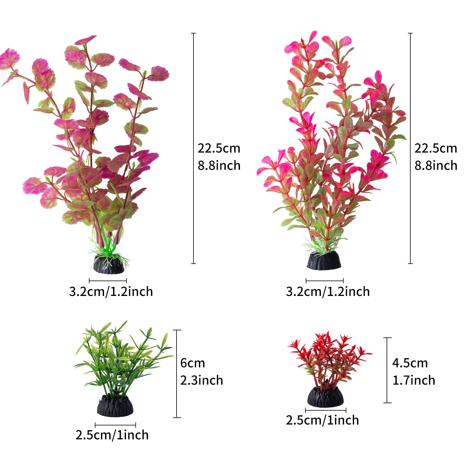 COMSUN 10 Pack Artificial Aquarium Plants, Small Size 4 inch Approximate Height Fish Tank Decorations Home D  cor Plastic Pink