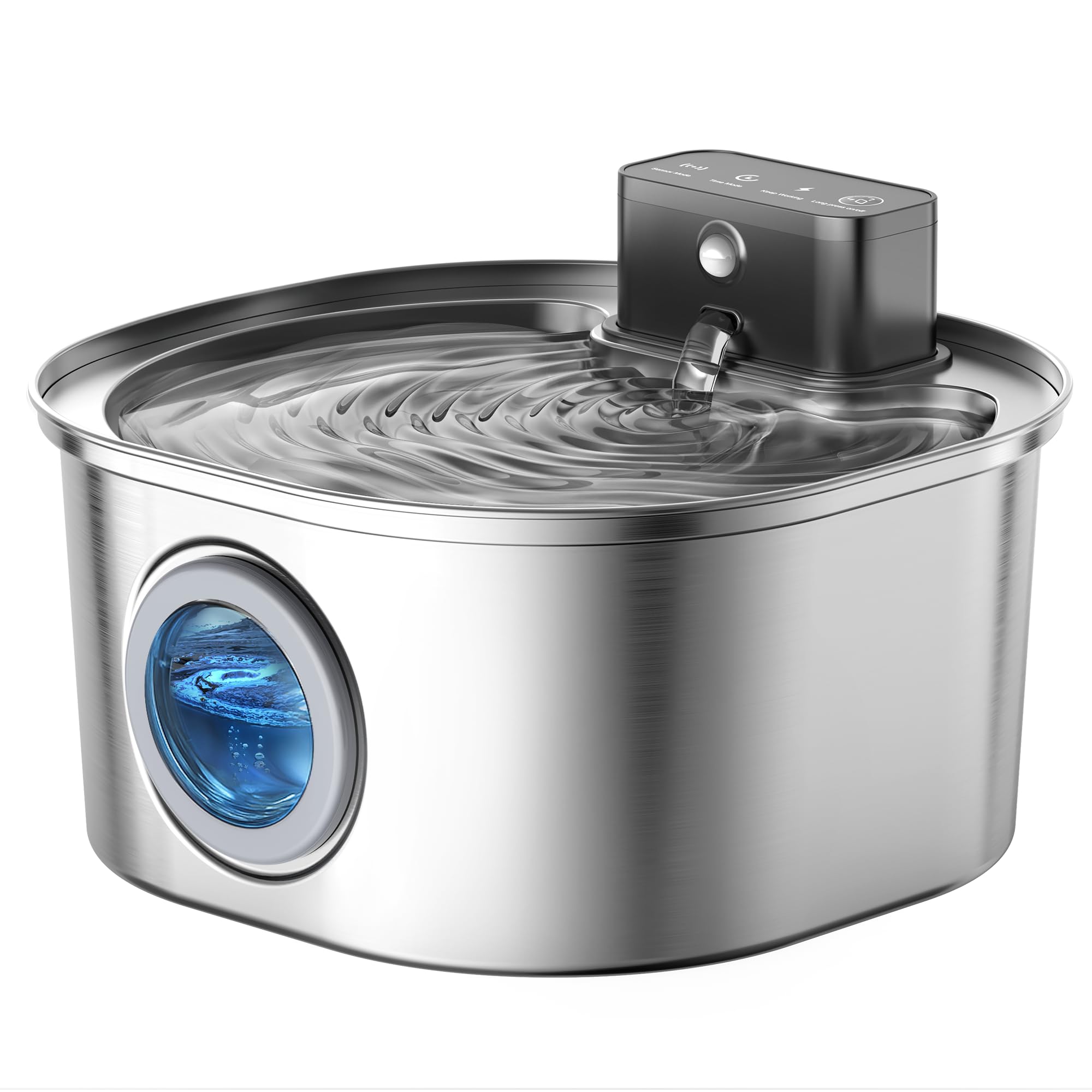 Stainless Steel Wireless Cat Water Fountain: Voluas 3.2L/108Oz 3-Modes Pet Drinking Fountain Indoor Cordless Motion Sensor Fount