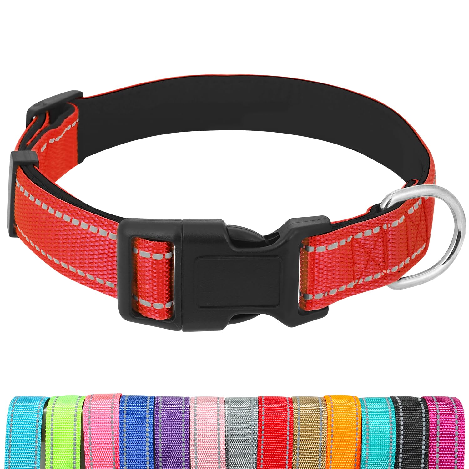 Dog Collars Adjustable For Medium Dogs,Heavy Duty Waterproof Dog Collar With Quick Release Buckle,Girl Boy Female Male Reflectiv