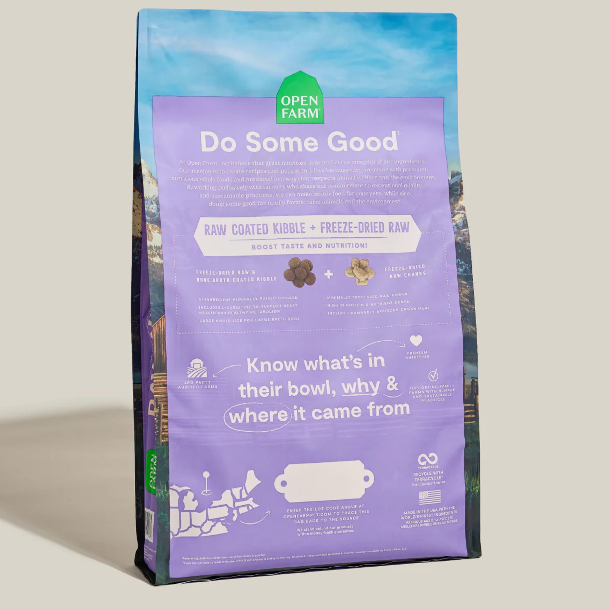 Open Farm, RawMix Dry Dog Food with Ancient Grains for Large Breeds, Protein-Packed Kibble Coated in Bone Broth with Freeze Drie