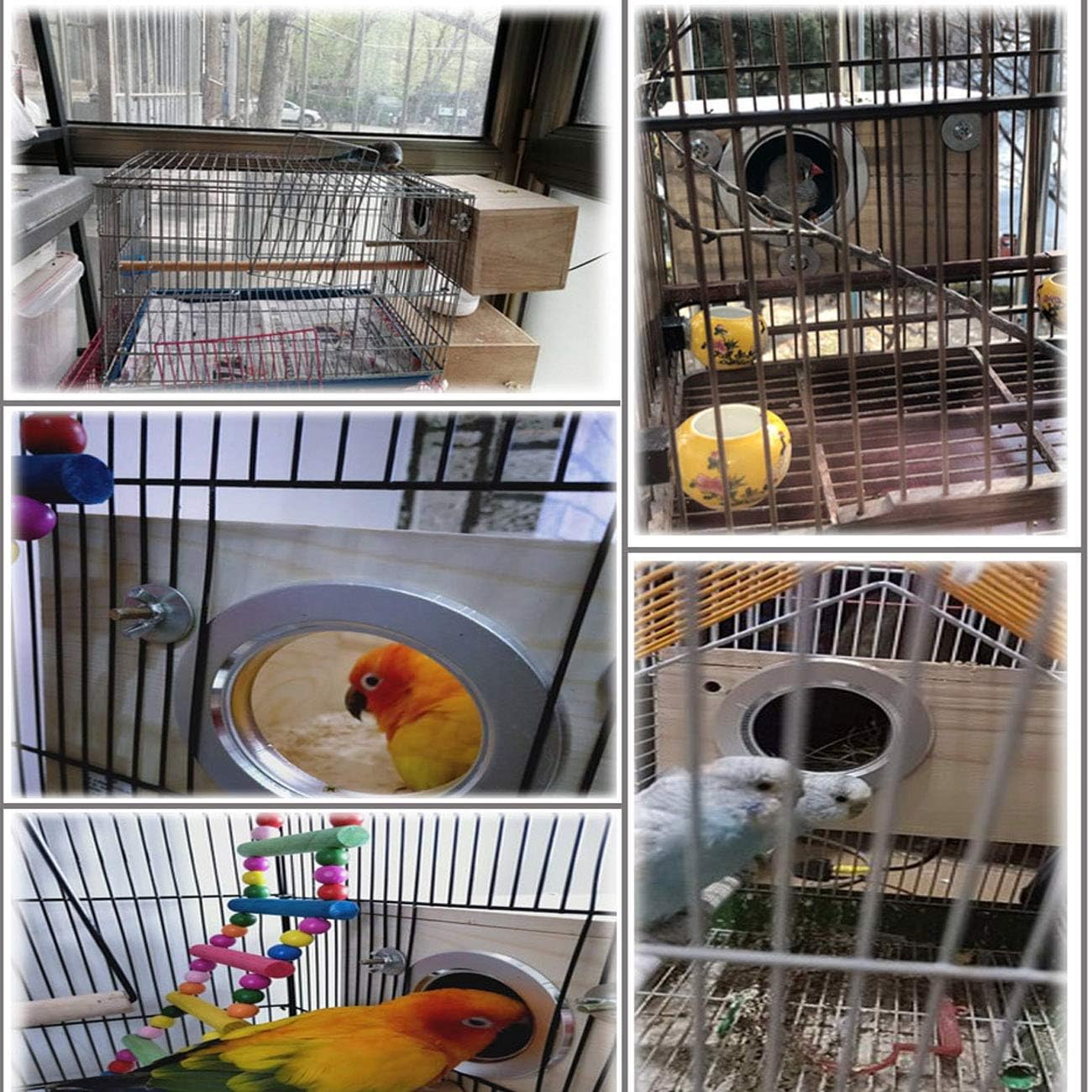 Hamiledyi 2PCS Parakeet Nesting Box Bird House Bird Nest Wood Breeding Box Parrot Mating Box for Parrot Lovebirds Cockatiel Conu