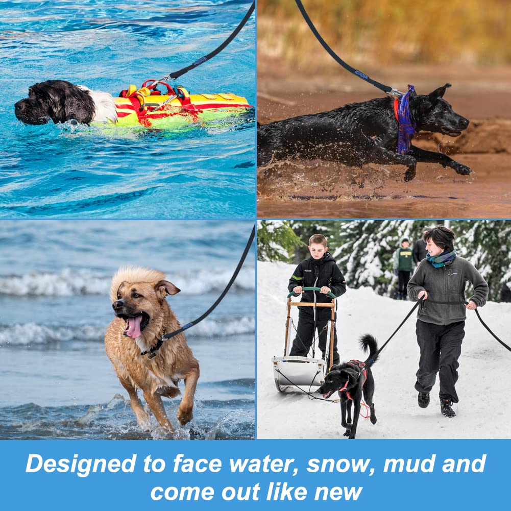 Vivifying Waterproof Dog Leash, 32Ft Long Leash Durable Dog Recall Training Lead Great For Outdoor Hiking, Training, Yard, Beach,Lake And Swimming(Black)