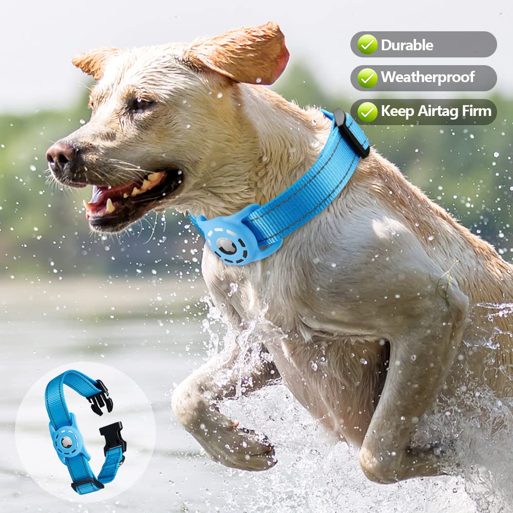 Konity Airtag Cat Collar, Compatible With Apple 2021, Nylon Pet Kitten Puppy Collar With Silicone Holder For Small Dogs, Blue,Xs: 8''-12'' Neck