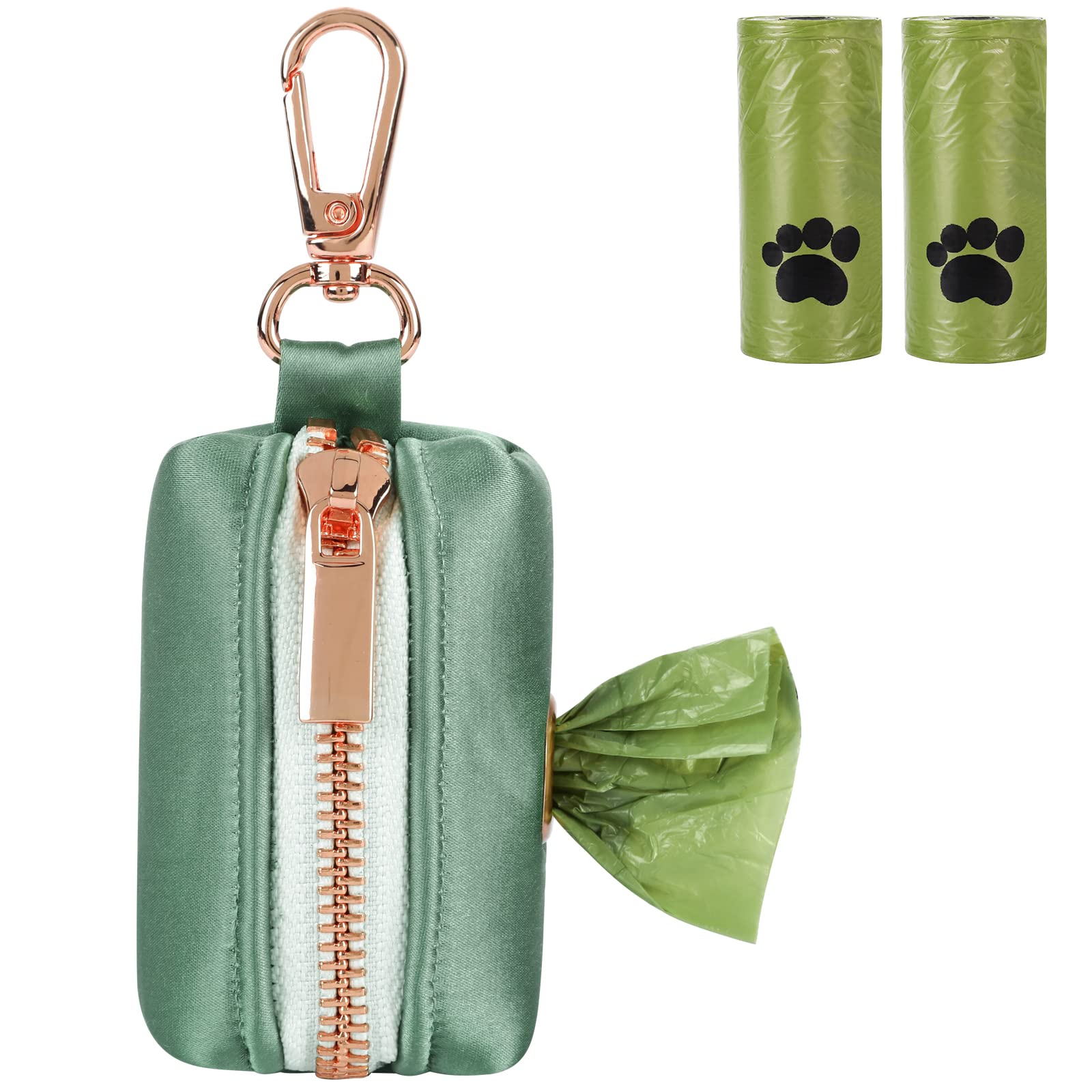 Lionet Paws Cute Poop Bag Holder With Bag For Leash, Silk Dog Dispenser, Matching Collar
