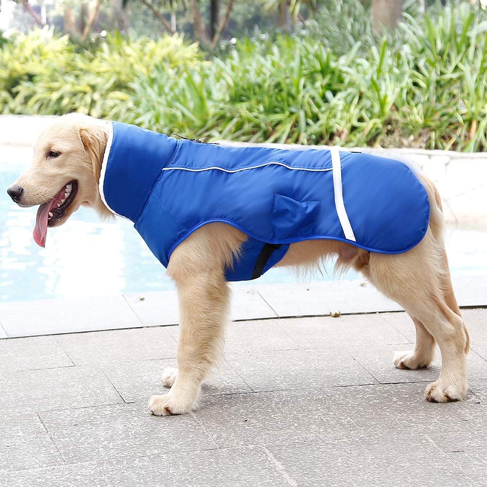 Qbleev Warm Dog Coat Reflective Dog Jacket, Waterproof Dog Winter Coat Turtleneck Dog Clothes For Cold Weather, Thick Fleece Lin