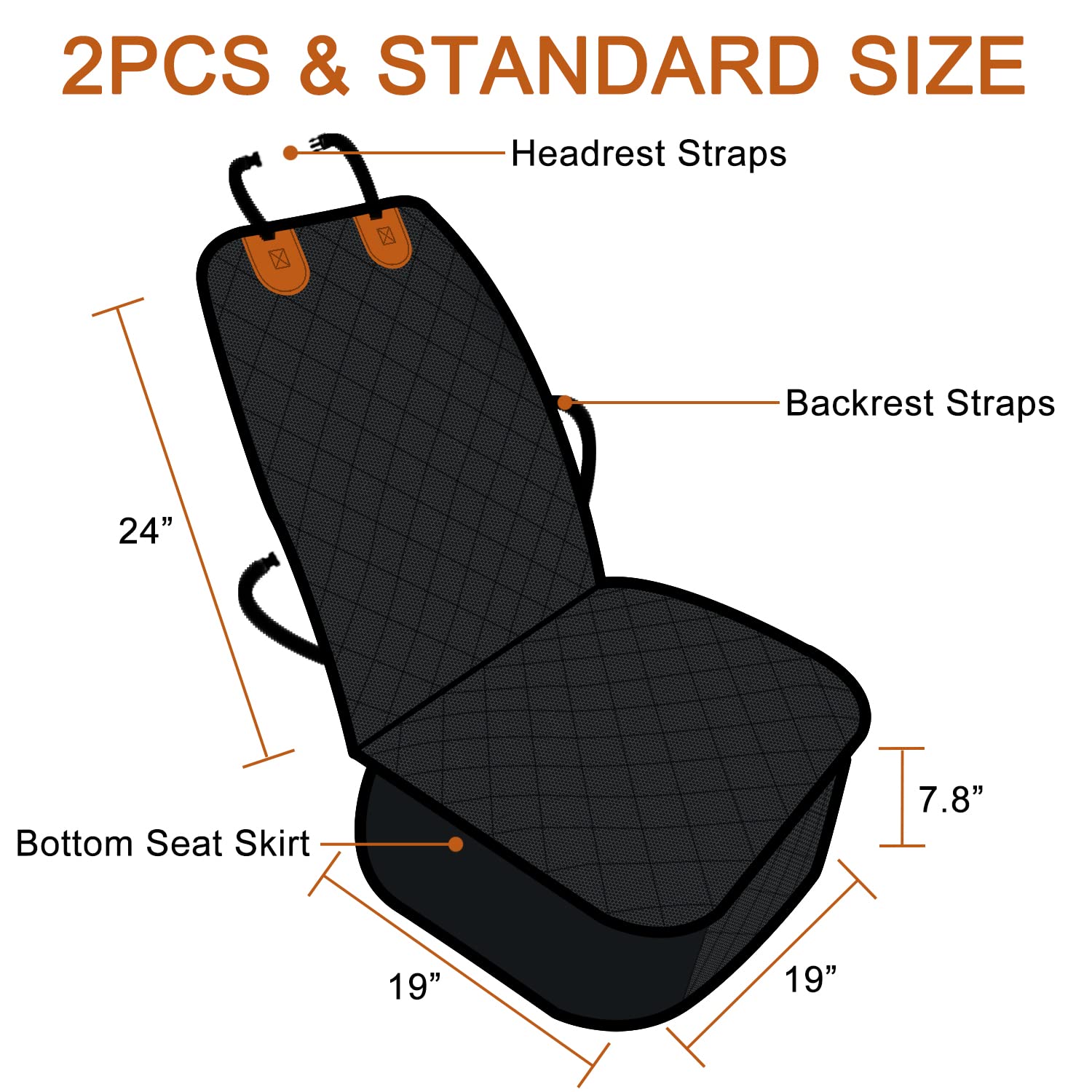 Paw Jamboree 2Pcs Dog Car Front Seat Covers Scratch-Proof Pet Car Seat Cover Non-Slip Car Seat Protector For Dogs Bucket Seat Co