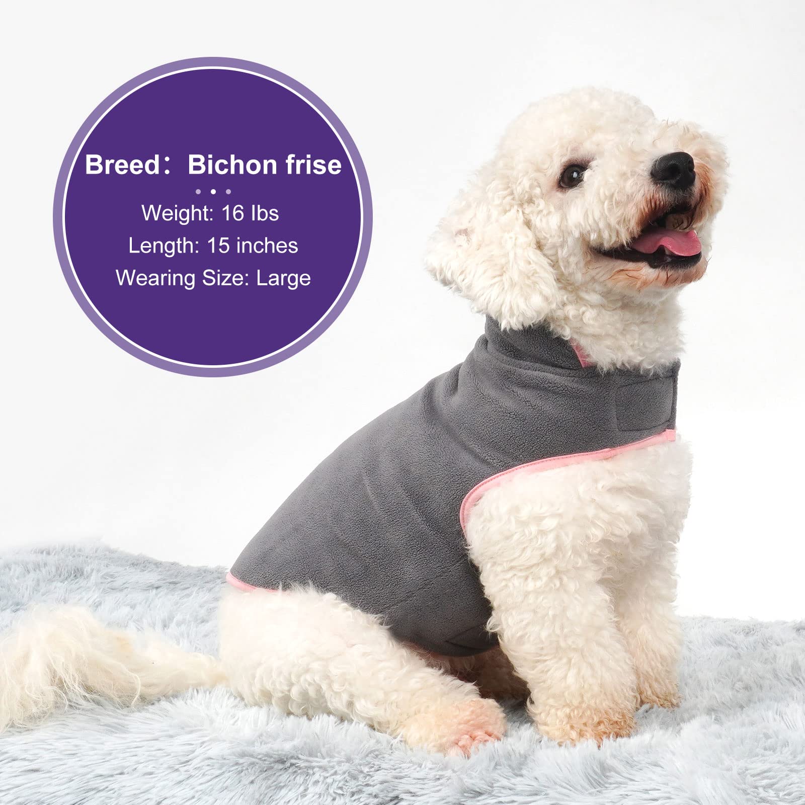 Cyeollo Dog Coat Sherpa Fleece Reversible Jacket Turtleneck Sweater Vest Thick Dog Jackets For Winter Warm Clothes Cold Weather Coats For Small Dogs Pink Apparel