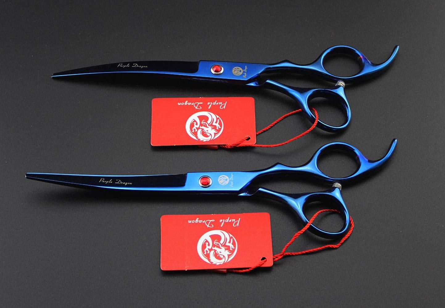 Purple Dragon Professional 7.0 Inch 4Pcs Pet Grooming Scissors Kit Japan Premium Steel Straight & Curved & Thinning Blade Dog Ha
