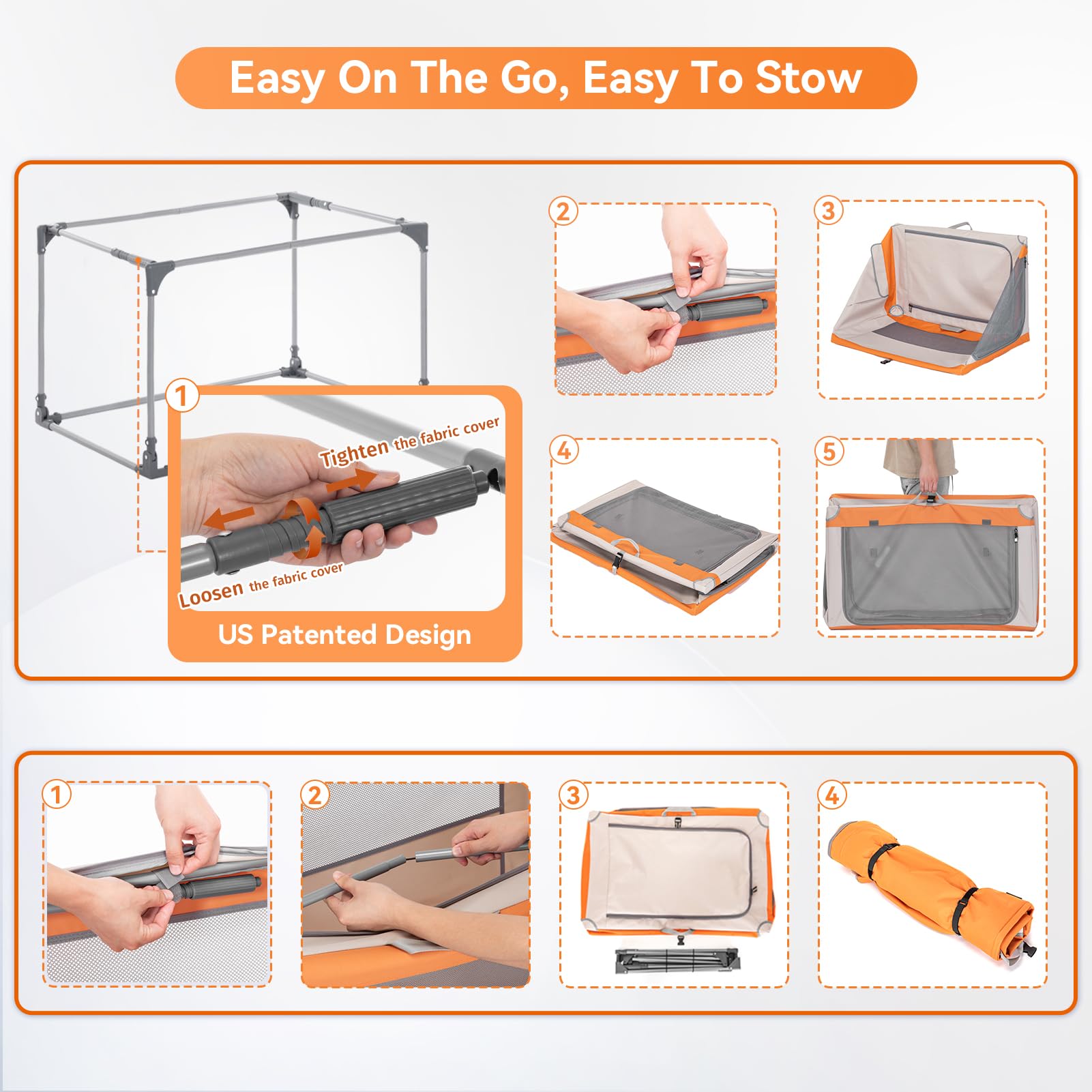 A4Pet Collapsible Dog Crate, Soft Sided Dog Crate - 36 Inch Adjustable Stainless Steel Frame, Lightweight, Durable And Portable