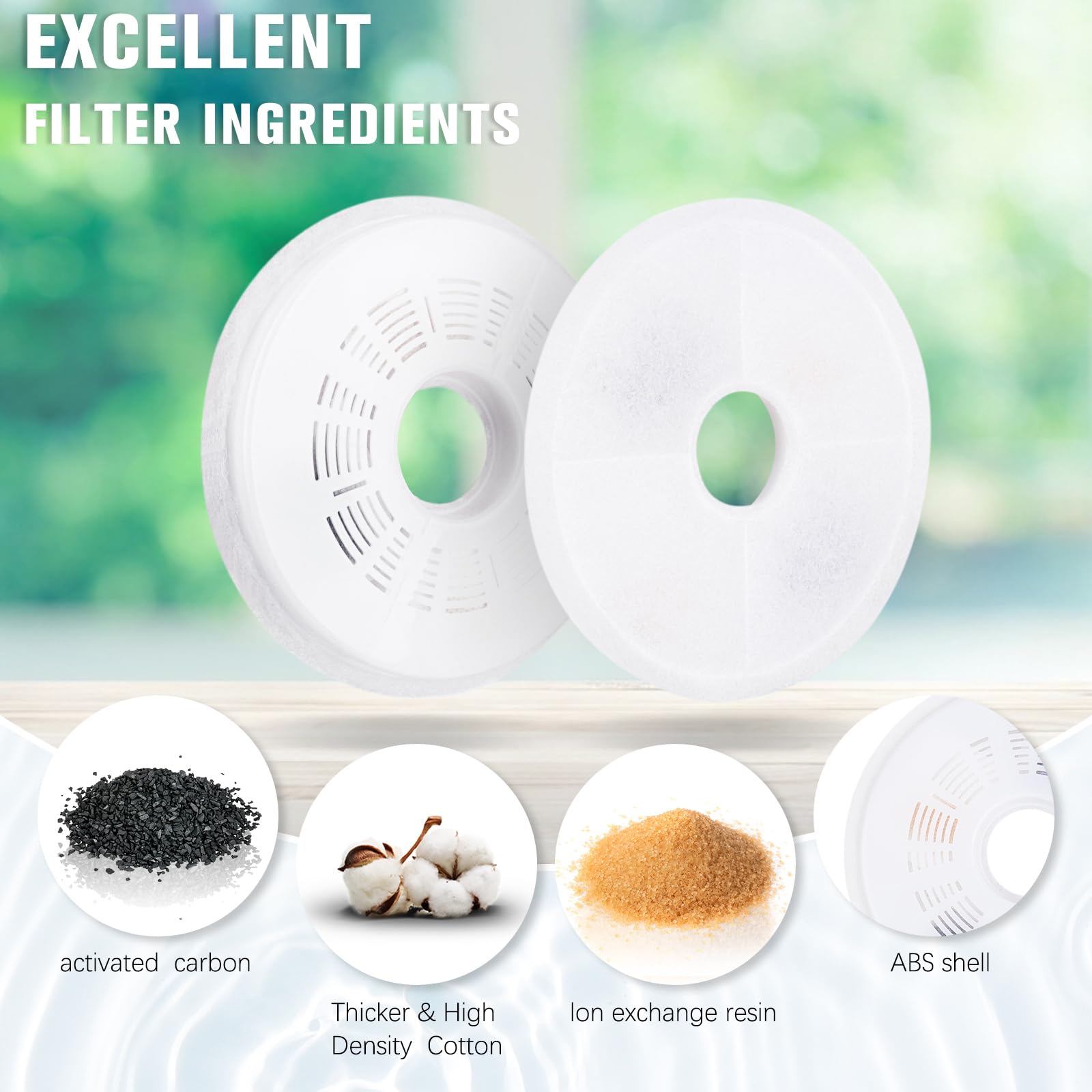 Chukchi 6 Pack Cat Water Fountain Filter For Catit,Catit Fountain Filter Replacement Fit For Most Cat Pet Drinking Dispenser Tri