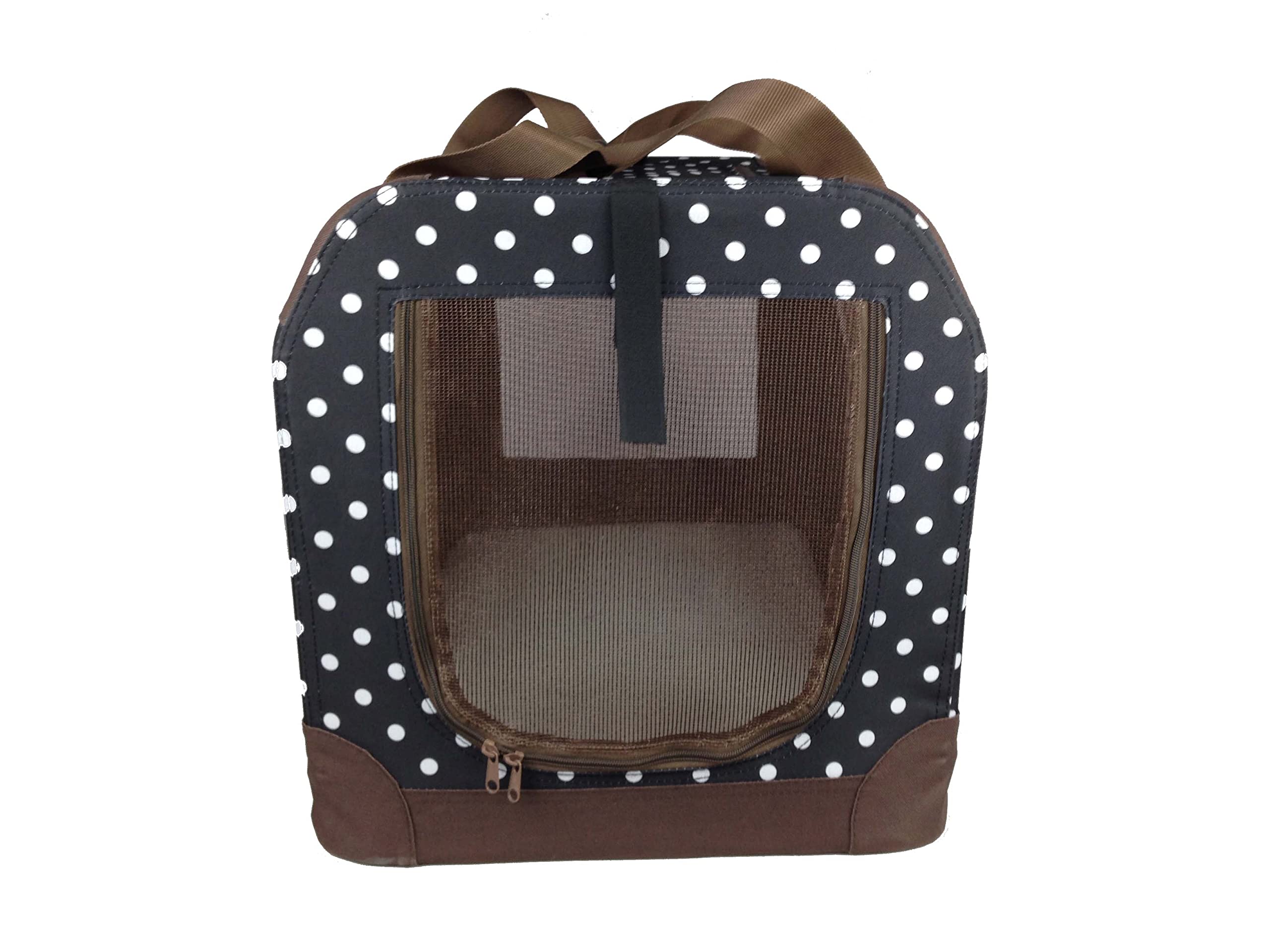 Pet Life 360A Vista View Zippered Soft Folding Collapsible Durable Metal Framed Pet Dog Crate House Carrier X-Large Polka Dot Na