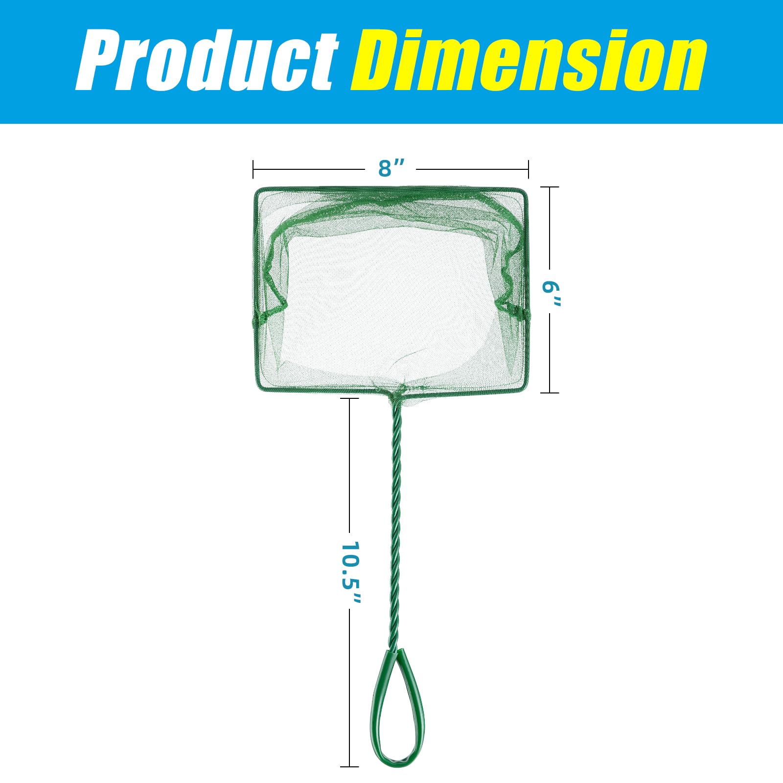 AQUANEAT 8 Inch Aquarium Fish Net, Wastes Skimming Cleaning Tool with Firm Handle for Fish Tanks Small Ponds