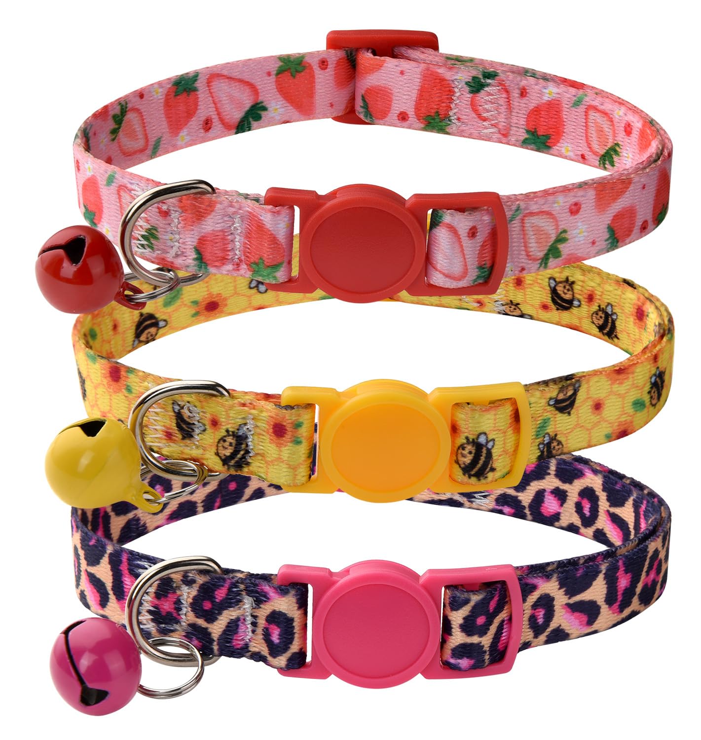 Marukopet Cat Collar Breakaway With Bells, 3 Pack Girl Boy Pet Cat Collar With Bohemia Floral Tribal Geometric Patterns, Adjusta