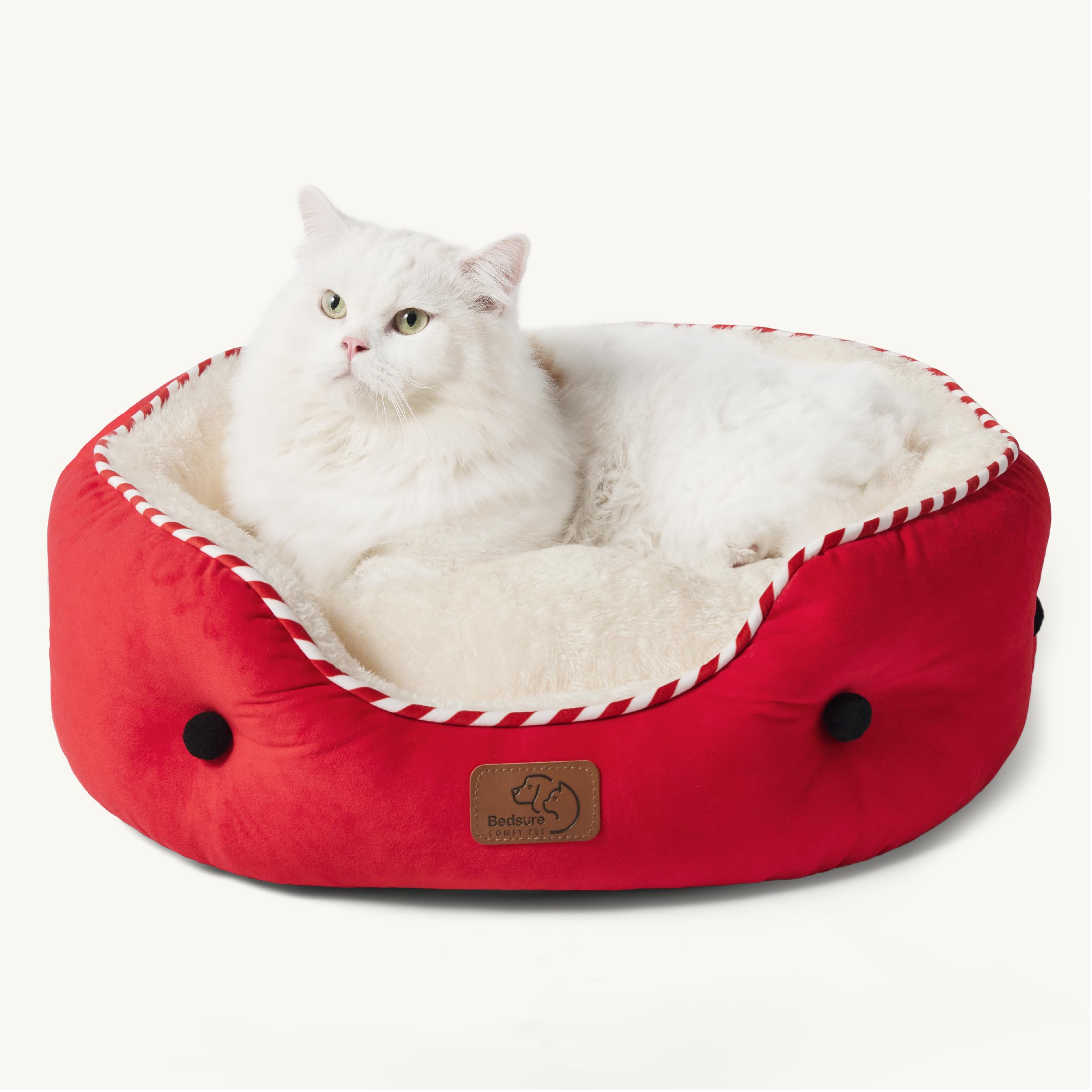 Bedsure Dog Beds for Small Dogs - Round Cat Beds for Indoor Cats, Washable Pet Bed for Puppy and Kitten with Slip-Resistant Bott