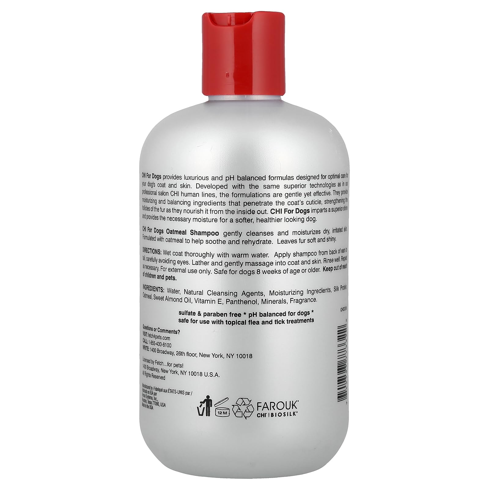 Chi For Dogs Oatmeal Shampoo For Dogs, 16 Oz Best Oatmeal Dog Shampoo For Dogs With Dry Skin Sulfate & Paraben Free, Ph Balanced For Dogs, Made In The Usa