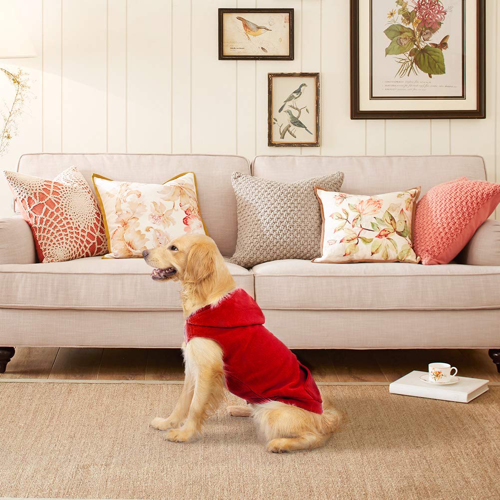 Expawlorer Pet Dog Clothes With Pocket, Polar Fleece Dog Hoodie Fall Cold Winter Sleeveless Sweater With Hat Warm Cozy Sweatshirt For Small To Large Dogs Boy And Girl (Red, Xxl)