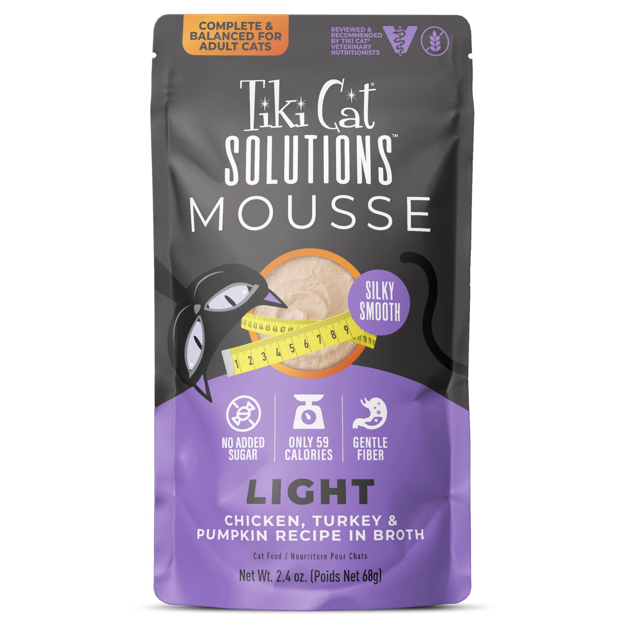 Tiki Cat Solutions Light Mousse, Chicken, Turkey & Pumpkin, Formulated to Support Healthy Trim and Fit, Functional Wet Cat for A