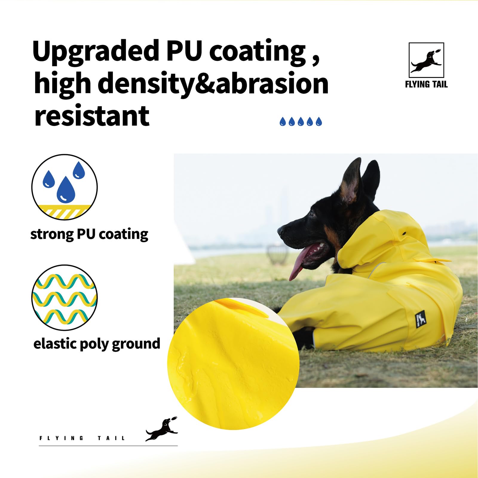 Dog Raincoat Waterproof Reflective Jacket - Lightweight Hooded Poncho With Adjustable Belly Strap & Leash Hole - Rain Slicker Co