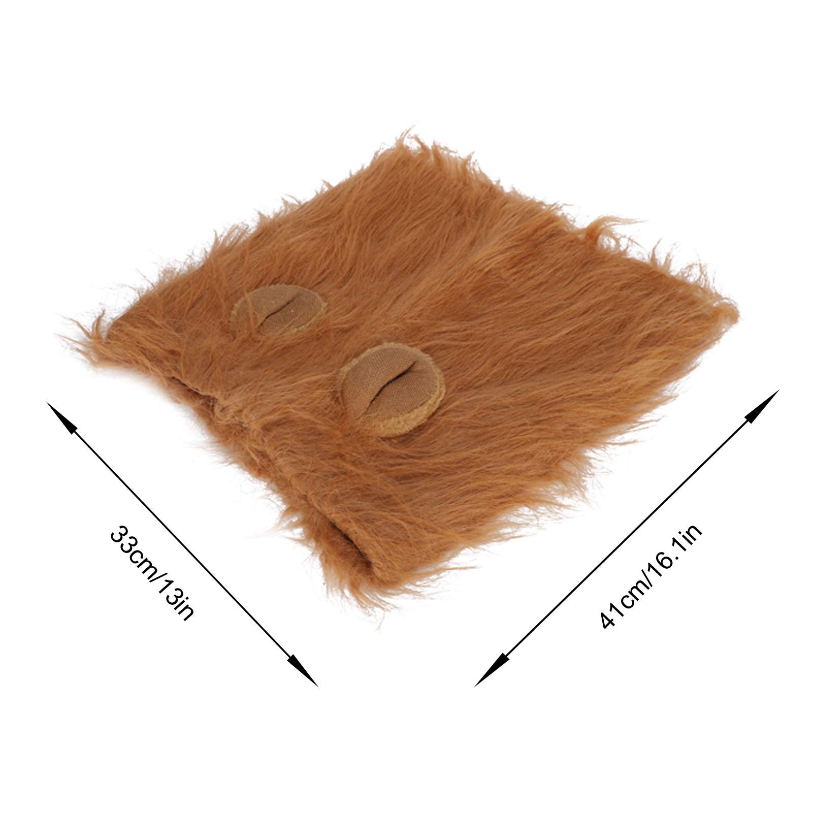 Lion Mane for Dog, Pet Lion Mane Costume Drawstring Dog Lion Mane Light Brown Pet Headgear Costume for Dog Fancy Lion Hair Dog C