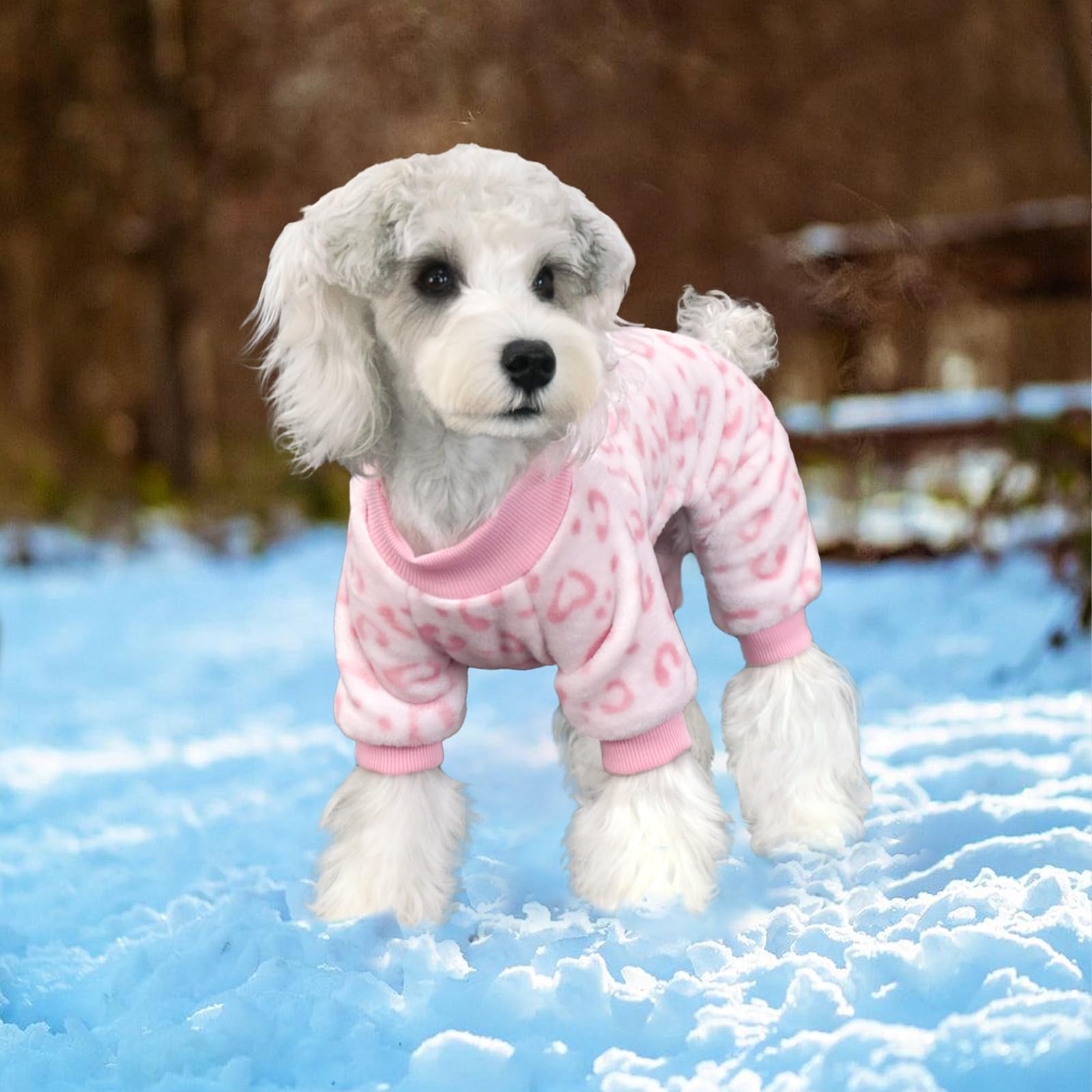 XPUDAC Dog Sweater Leopard Fleece Dog Pajamas for Small Medium Dogs Girl Soft Warm Dog Winter Clothes for Winter Christmas(Pink,