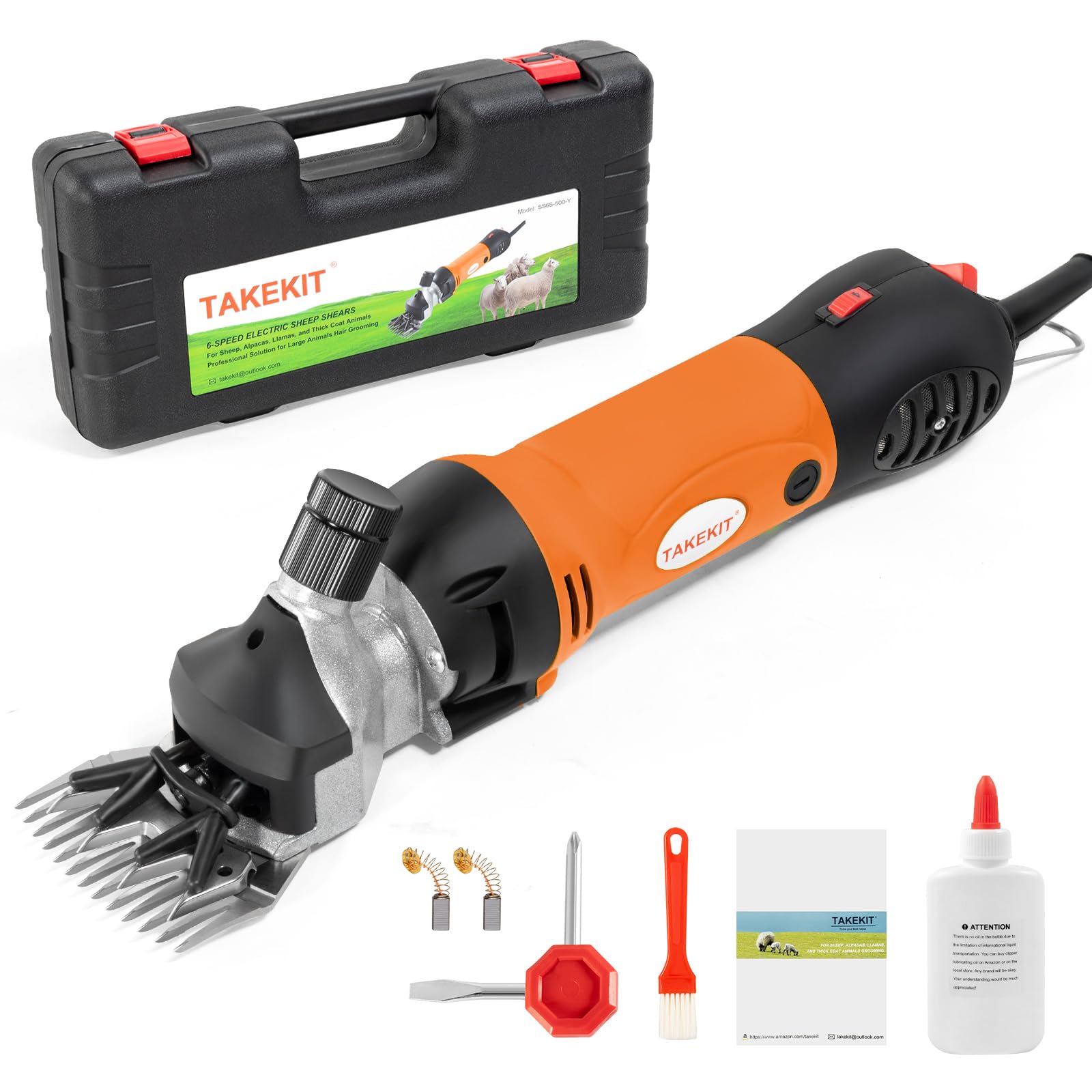 Takekit Sheep Shears, 500W Professional Heavy Duty Sheep Clippers For Grooming, 6 Speeds Electric Animal Shearing Clippers For A