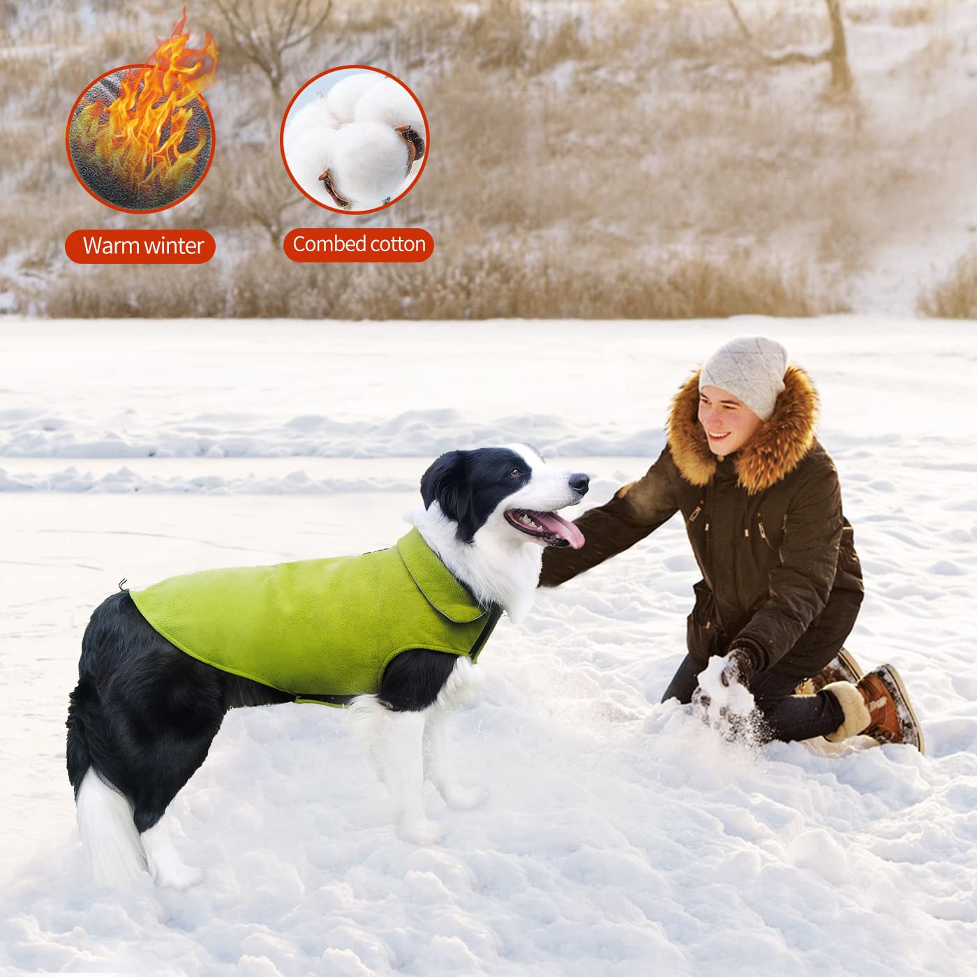 Fleece Dog Coat Pet Jacket Reflective For Cold Weather For Extra Large To Small Pets(Red,Xl)