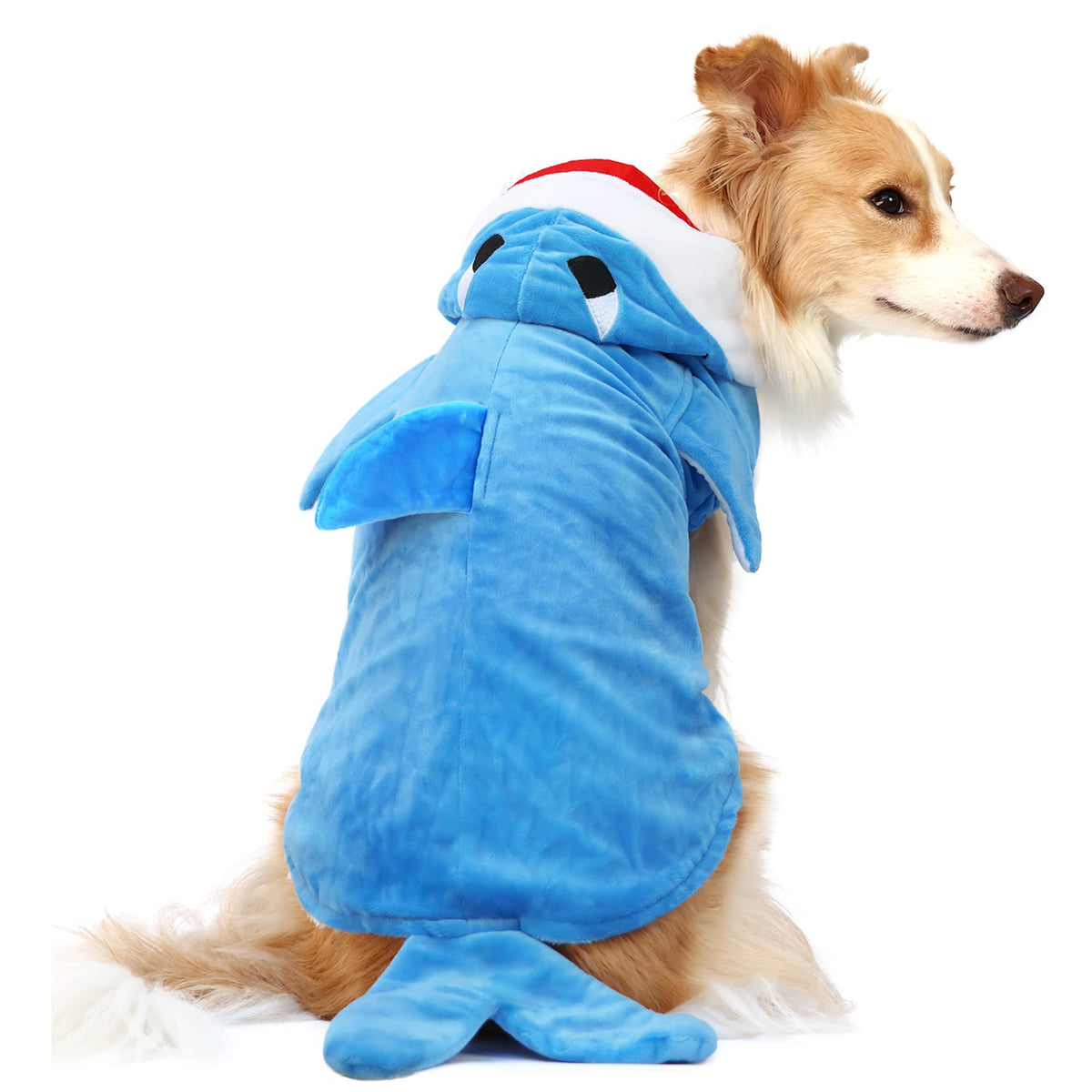 Nacoco Dog Shark Costume Cute Pet Clothes Halloween Holiday Coat Hoodie For Cats And Dogs (Blue, Xl)