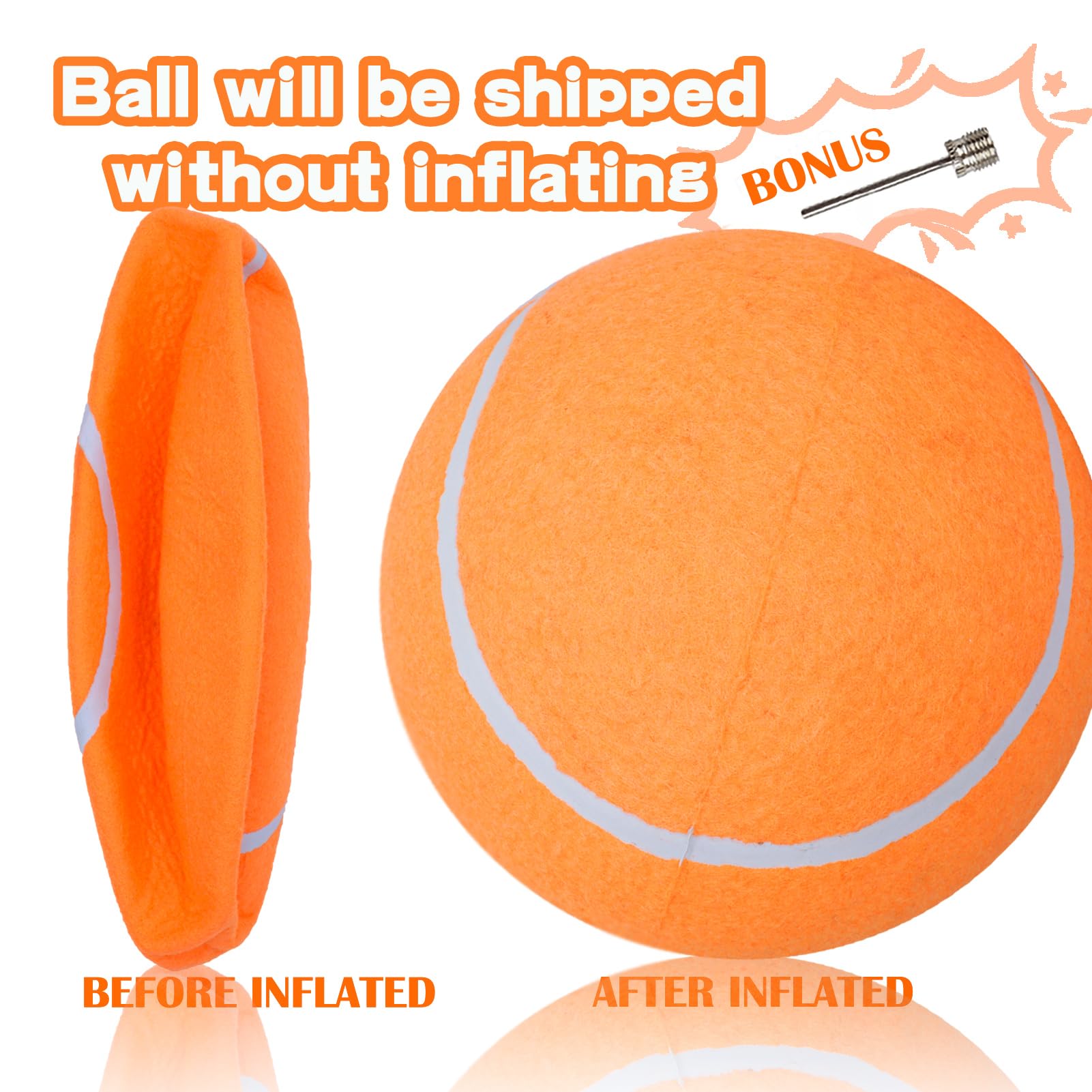 Banfeng Big Tennis Ball For Dogs, Giant Dog Tennis Ball Toy Large Outdoor Sports Gift For Small Medium Large Dog (Orange, 9.5 In
