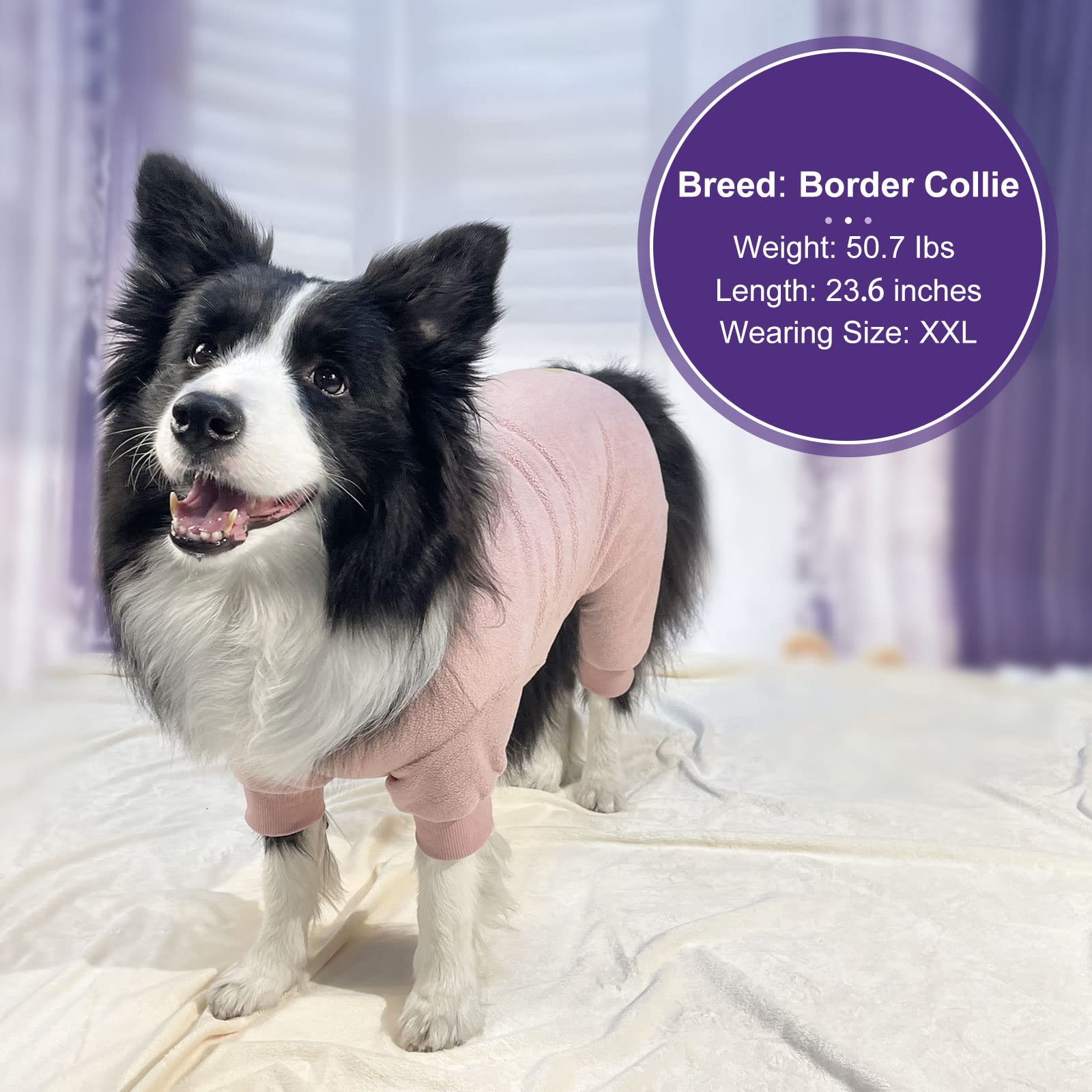 Cyeollo Dog Pajamas Turtleneck Thermal Dog Pjs Fleece Stretchy Jumpsuit Warm Dog Clothes Doggie Small To Medium Dog Pajamas Outfits For Cold Winter Color Pink