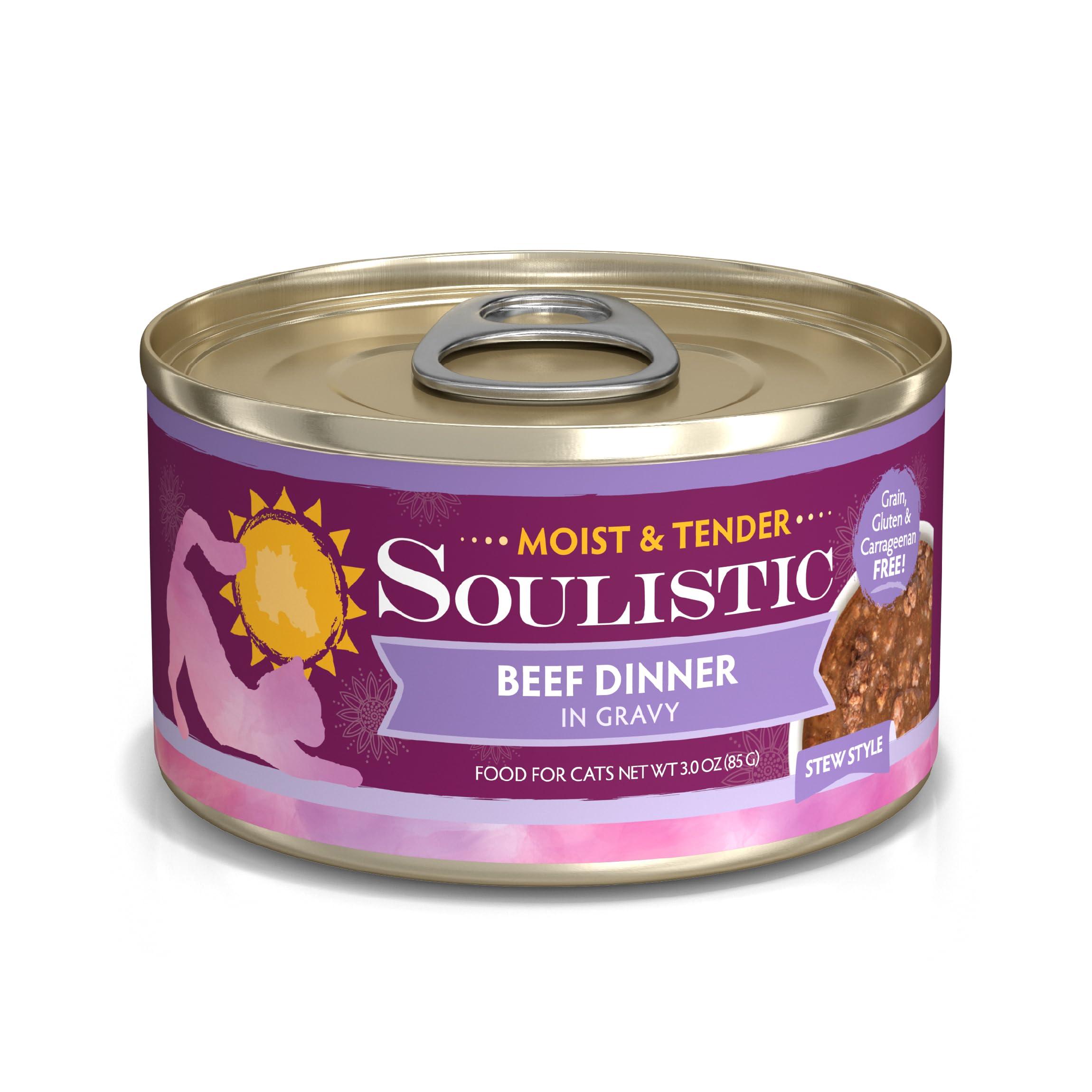 Soulistic Moist and Tender, Beef Dinner in Gravy 3oz Can, Pack of 12