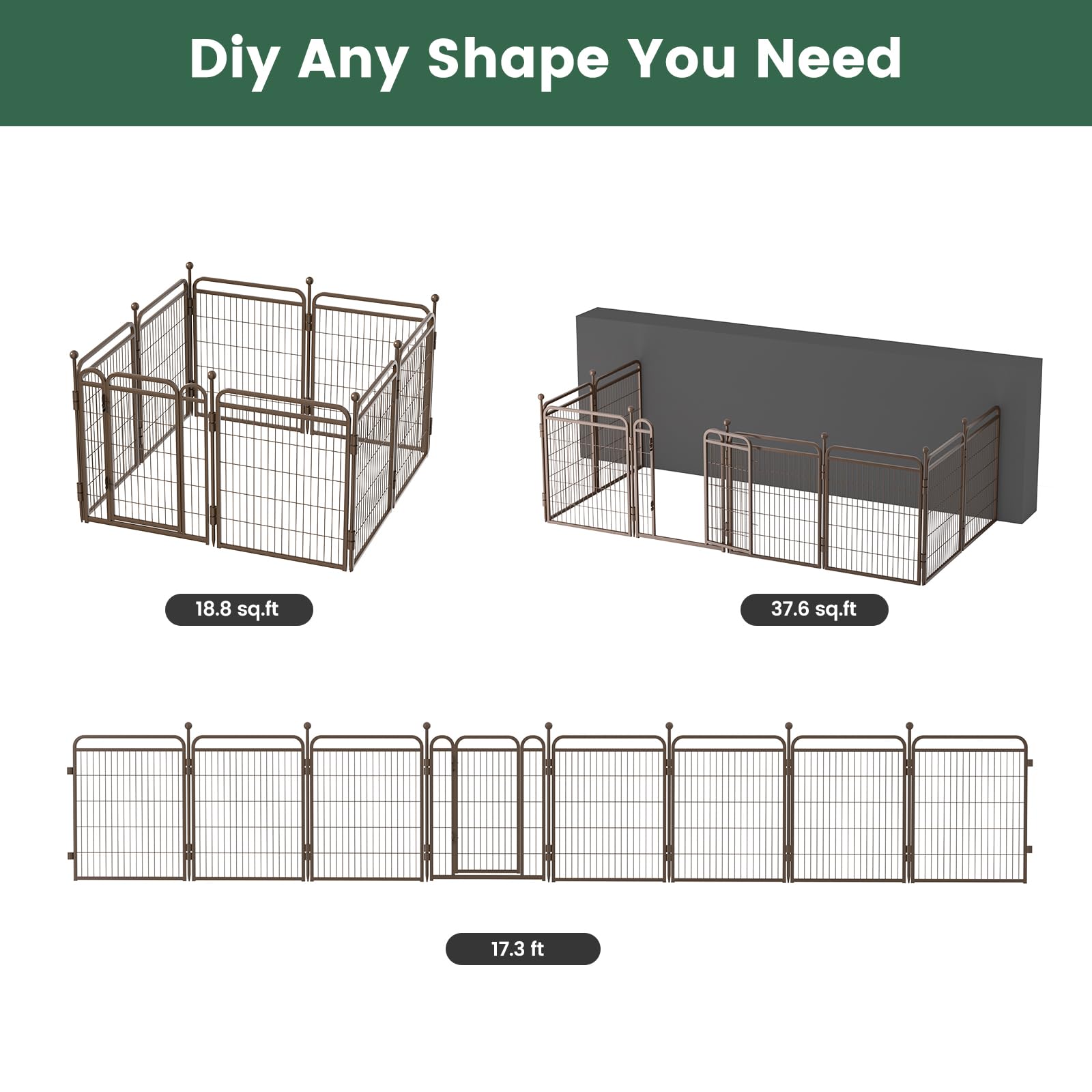 Gardner Pet Dog Playpens, 32'' H 8 Panels Dog Pen Outdoor/Indoor Dog Fence Exercise Pen For Small/Medium/Large Dogs, Foldable Pe